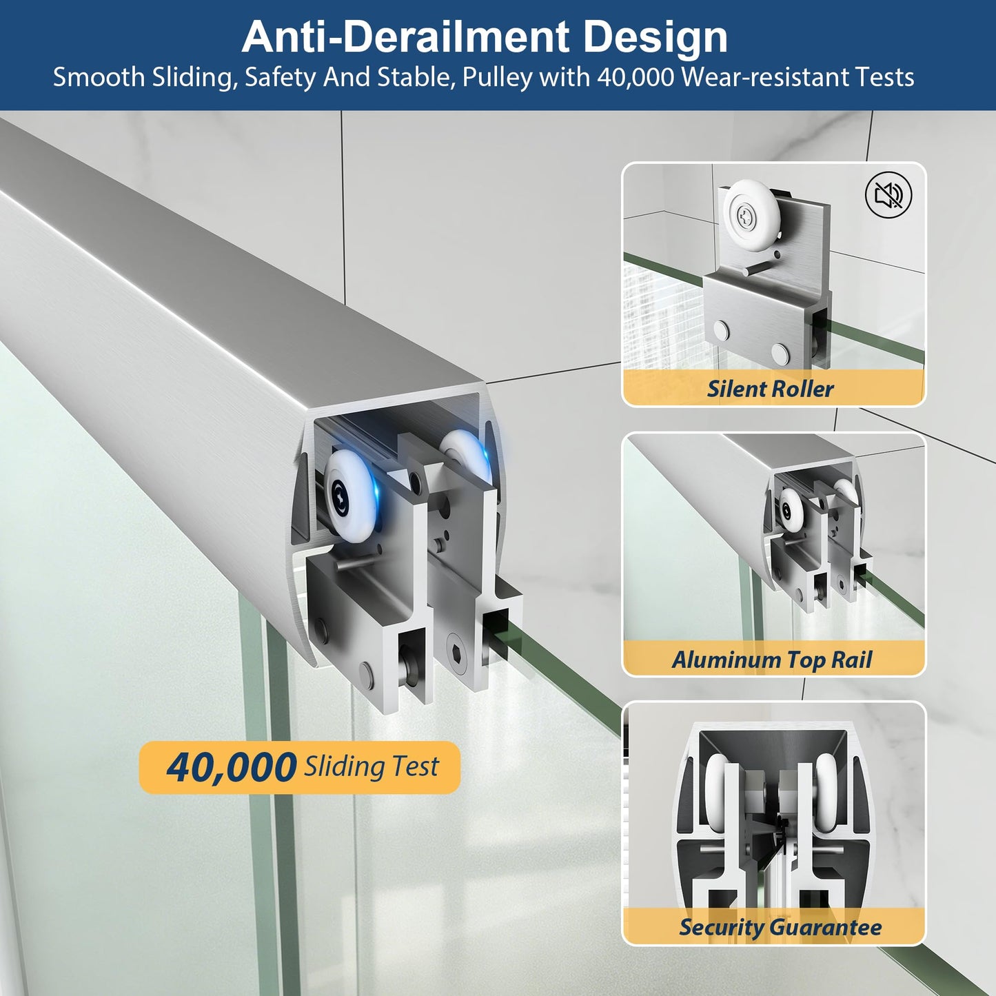 Double Sliding Shower Door 49"-54" W x 72" H with Nano Anti-Explosion Safety Film, 1/4" (6mm) Frosted Ultra-Clear Tempered Glass Semi-Frameless Bypass Shower Glass Doors,Brushed Nickel