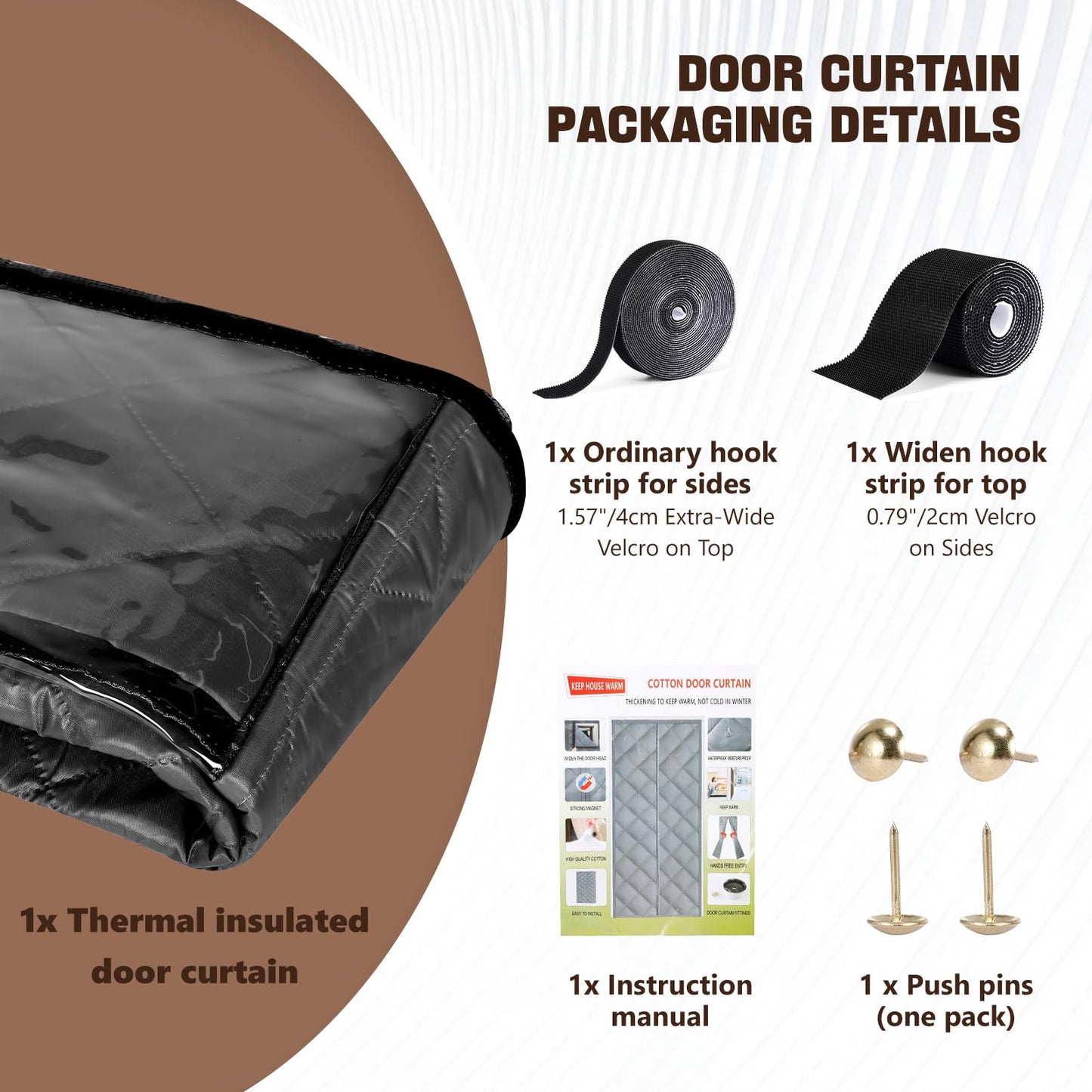 MEKOTRIN Magnetic Insulated Door Cover, Fits Up to 38” x 82”, Thermal Curtain with Visible Windows for RVs, Campers & Trailers | Durable Oxford Cloth & Cotton | Keeps Cool Air in –for Winter