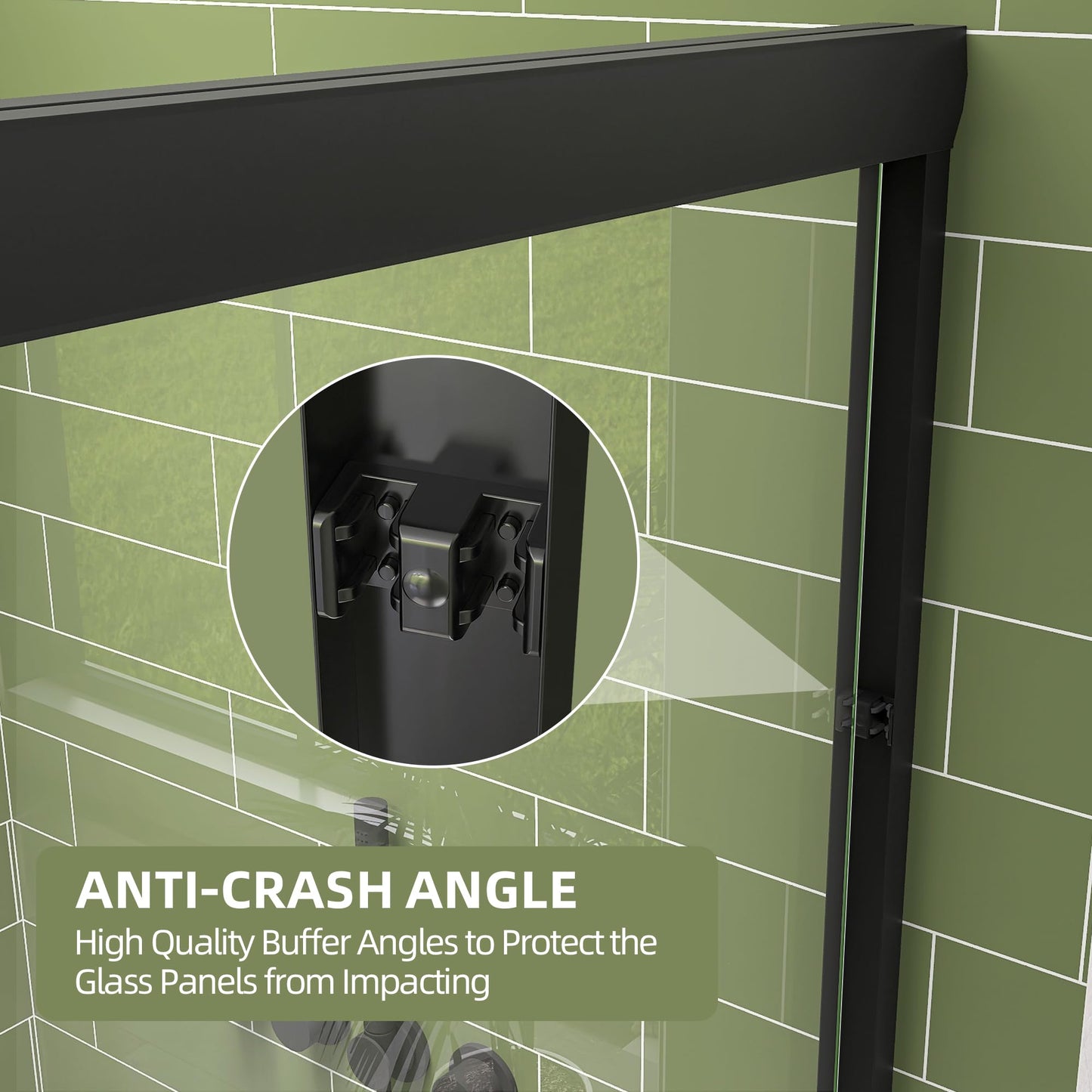 GETPRO Shower Door Double Sliding 57-60 in. W x 72 in. H Semi-Frameless Bypasss Bathroom Glass Shower Sliding Doors,1/4 inch Clear Tempered Glass Door for Walk-in Shower Matte Black