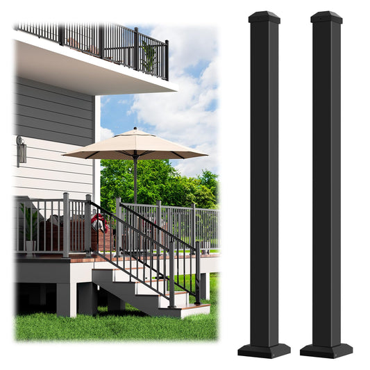 Egadis 2.56 in. x 2.56 in. x 39 in. Aluminum Railing Post, Porch and Deck Railing Post with Screws, Textured Outdoor AAMA 2604 Powder-Coat Finish Stair Post for Decks, Porches & Balconies (2 Post)