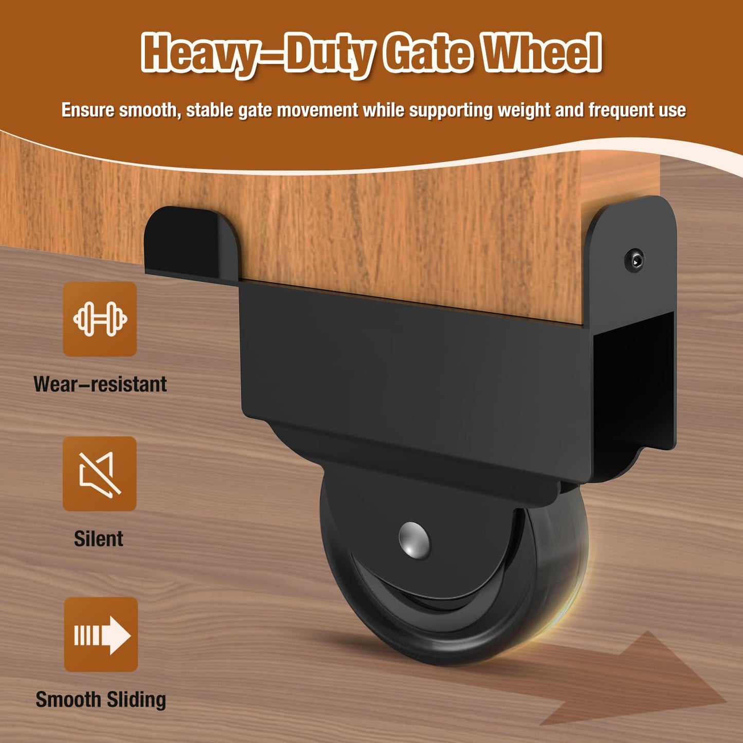 SDSNTE Sliding Gate Kit–Heavy Duty Sliding Gate Hardware for Smooth, Secure Gate Operation & Easy Installation, Black