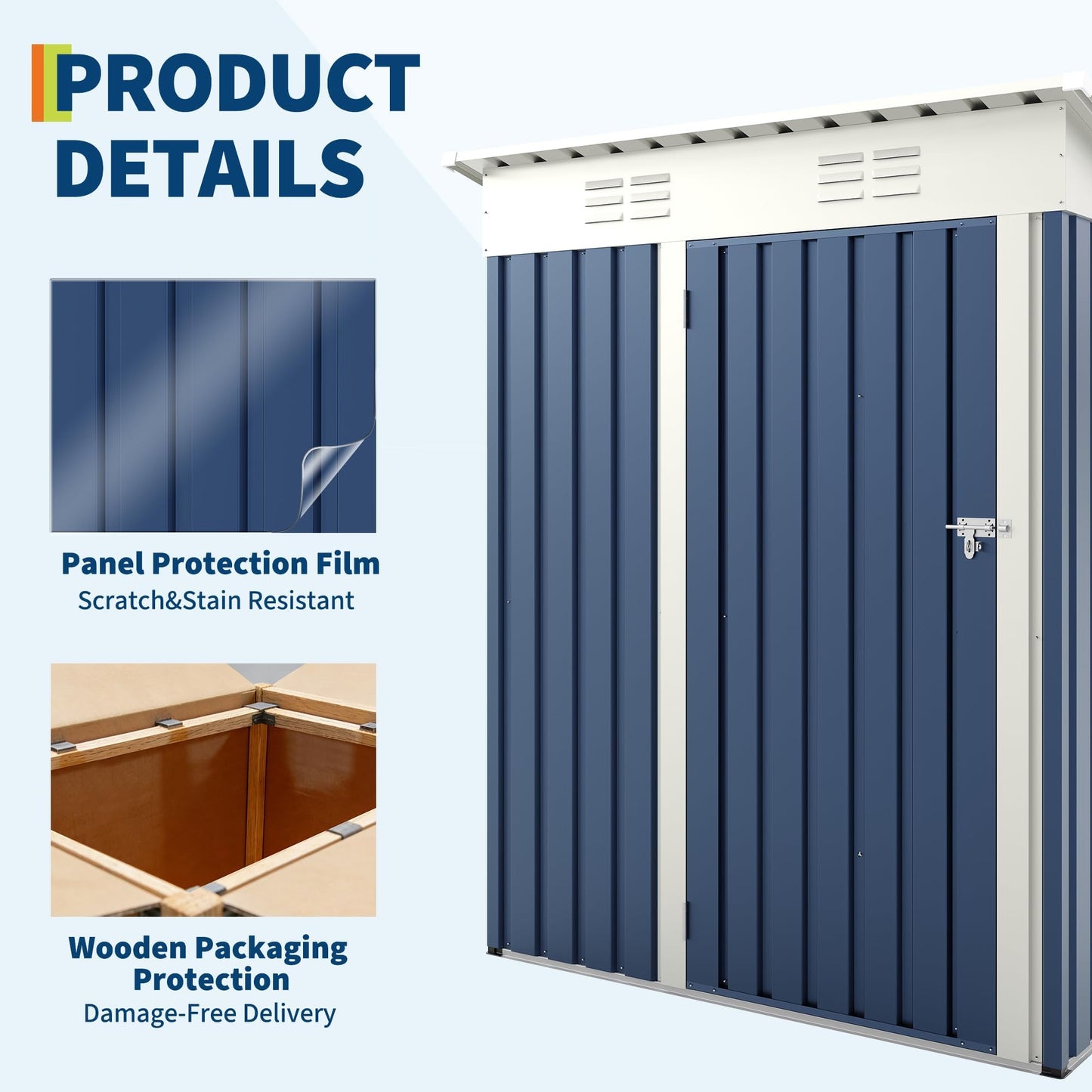 Outdoor Storage Shed, 5x3 ft Metal Tool Shed with Clear Window, 450CU.T Waterproof Garden Shed with Sloping Roof and Lockable Door, Compact Utility Shed for Backyard, Patio, Lawn