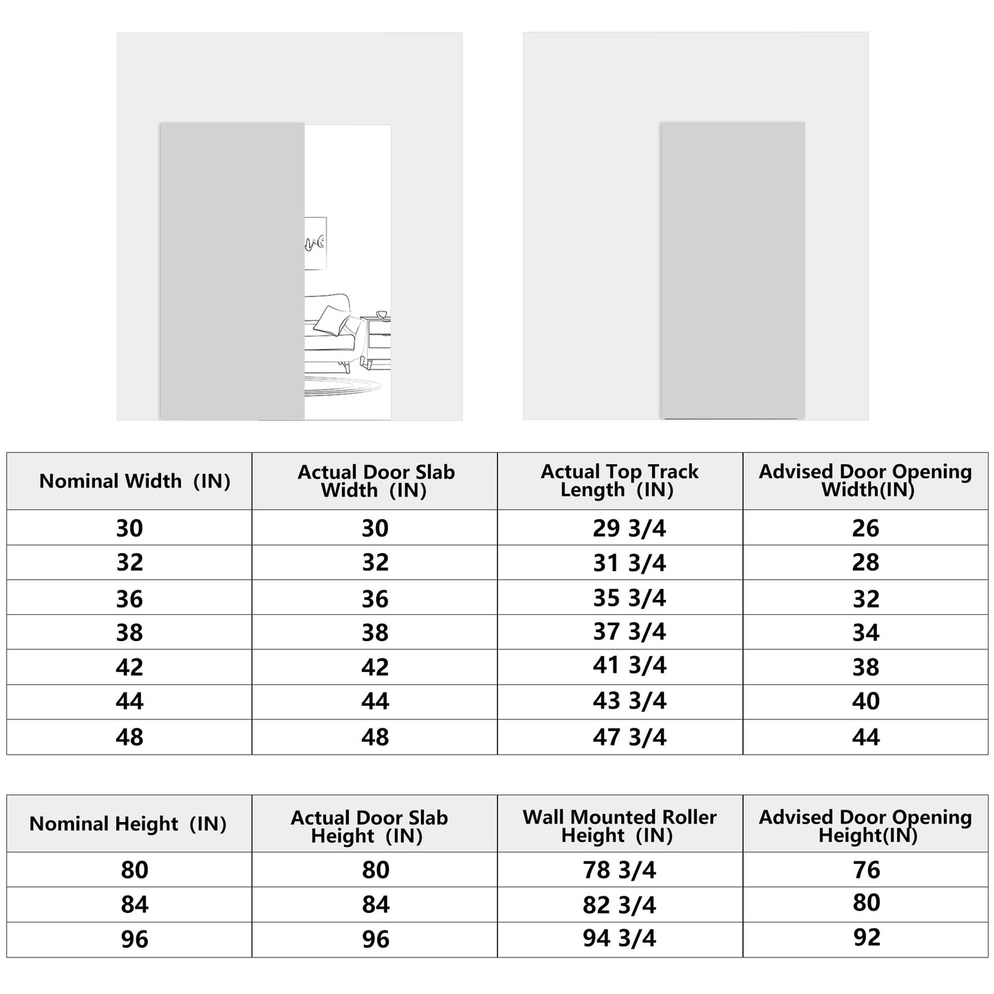 JUBEST 42" Concealed Barn Door Hardware Kit with Soft Close Mechanism, Wall Mounted Invisible Sliding Door Track for Opening Width 34" to 38", Hidden Barn Door Hardware Kit, Door Needs Groove