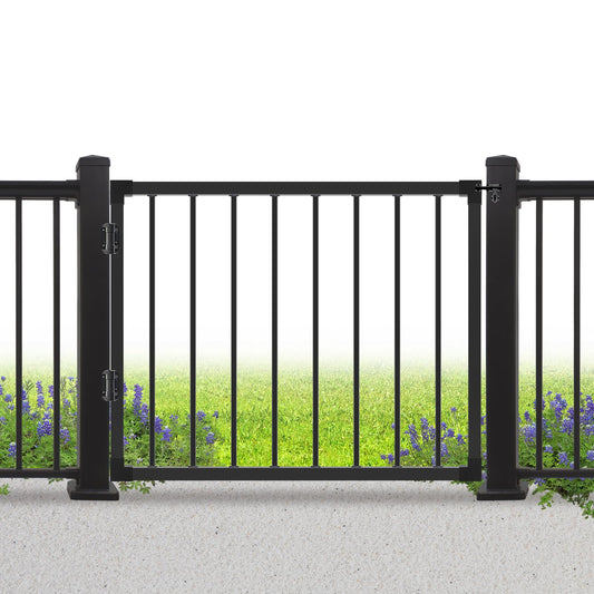SunCrafts Deck Fence Gate Outdoor, 32''H Gate for 36''H Deck, Black Heavy Duty Steel Anti-Rust Door with Customizable Width (Up to 48"), Metal Gate for Residential, Yard, Patio(No Hinge)