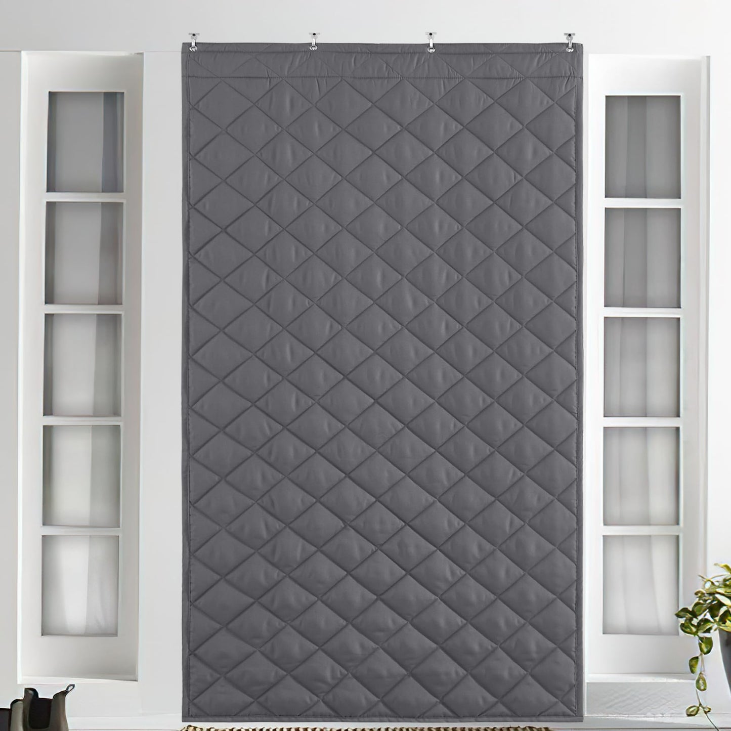 KEPARPCN Large Soundproof Blanket, Thermal Insulated Door Curtains for Doorway Noise Reducing Divider for Workshop Basement Laundry Acoustic Covering as Moving Blanket, 44 x 82 inch, Grey, 1 Panel