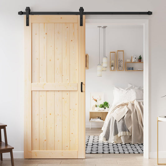 ROYMELO 36x84 inch Sliding Barn Wood Door Slab with 6.6ft Hardware Kit, Requires Simple DIY Assembly