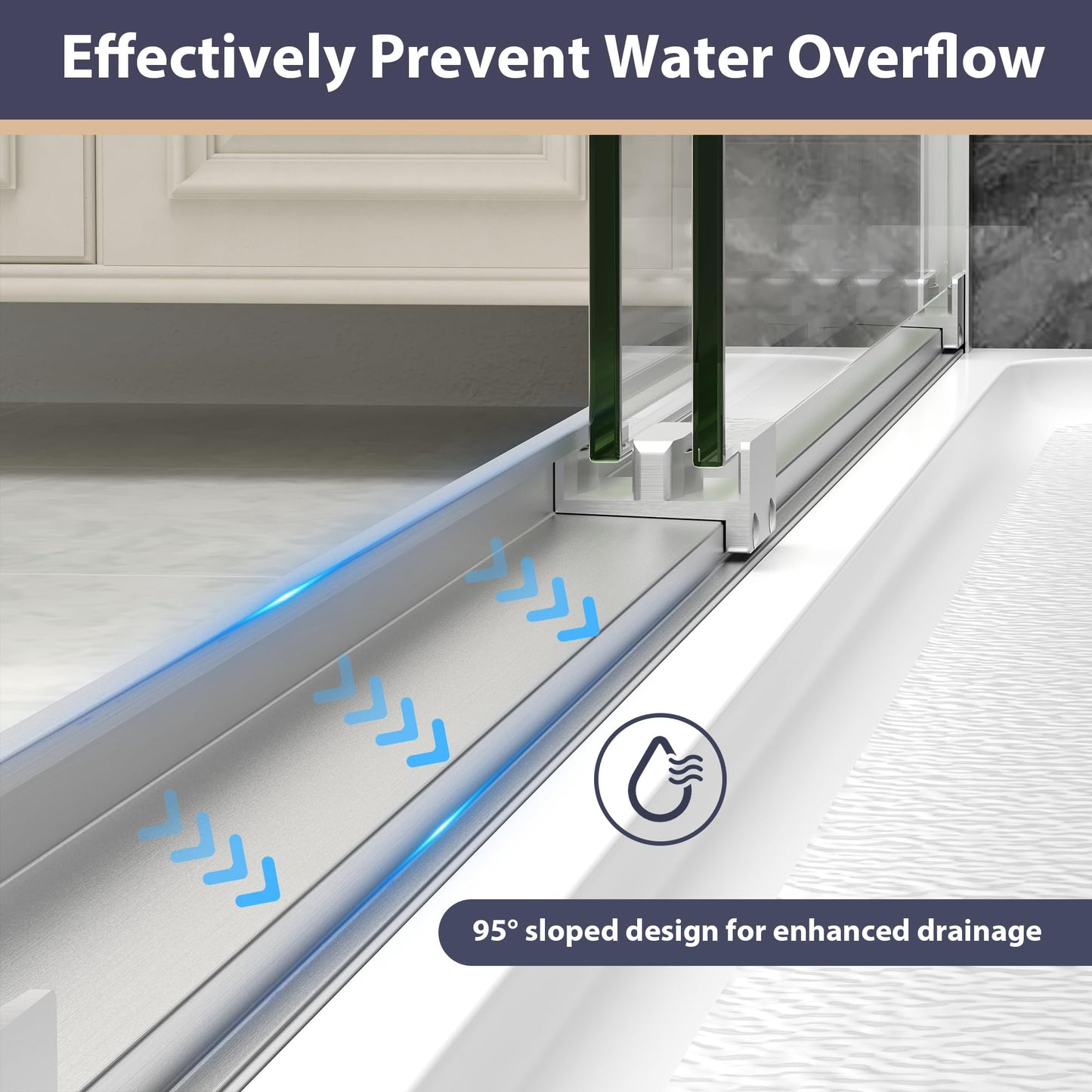 EASYWORC Double Sliding Shower Door, 49"-54" W x 70" H Semi-Frameless Glass Shower Door, 1/4'' (6mm) Clear SGCC Tempered Glass with Explosion-Proof Film and Nano Coating, Brushed Nickel