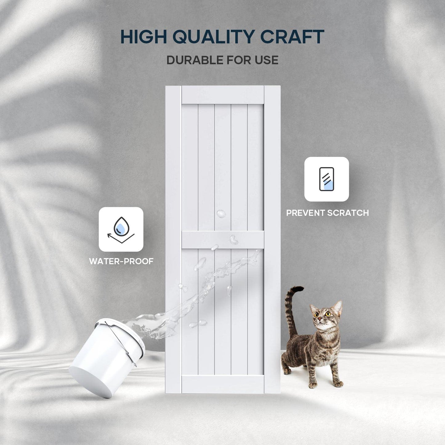 EaseLife 32 x 84 inch White Barn Door with 5.5FT Sliding Door Hardware Kit Included & Handle,Solid Wood Covered with Waterproof PVC Surface,DIY Assemblely,Easy Install,H-Frame,Fit 28-30in Wide Opening