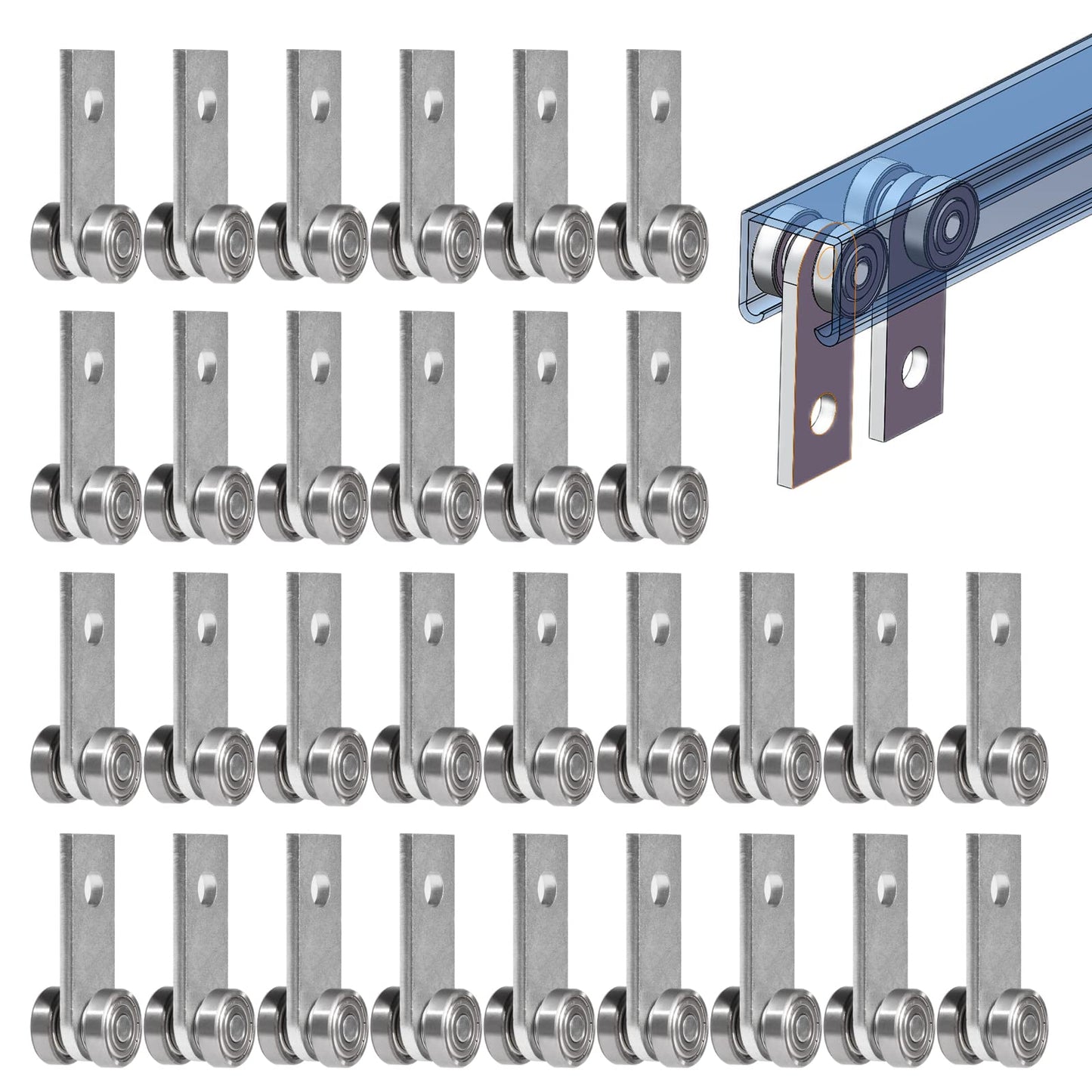 SKTREX 2 Wheel Trolley Assembly Rollers Two Bearing Trolley Assembly for 1-5/8" Wide and All 1-5/8" or Taller Strut Channel 30 pcs