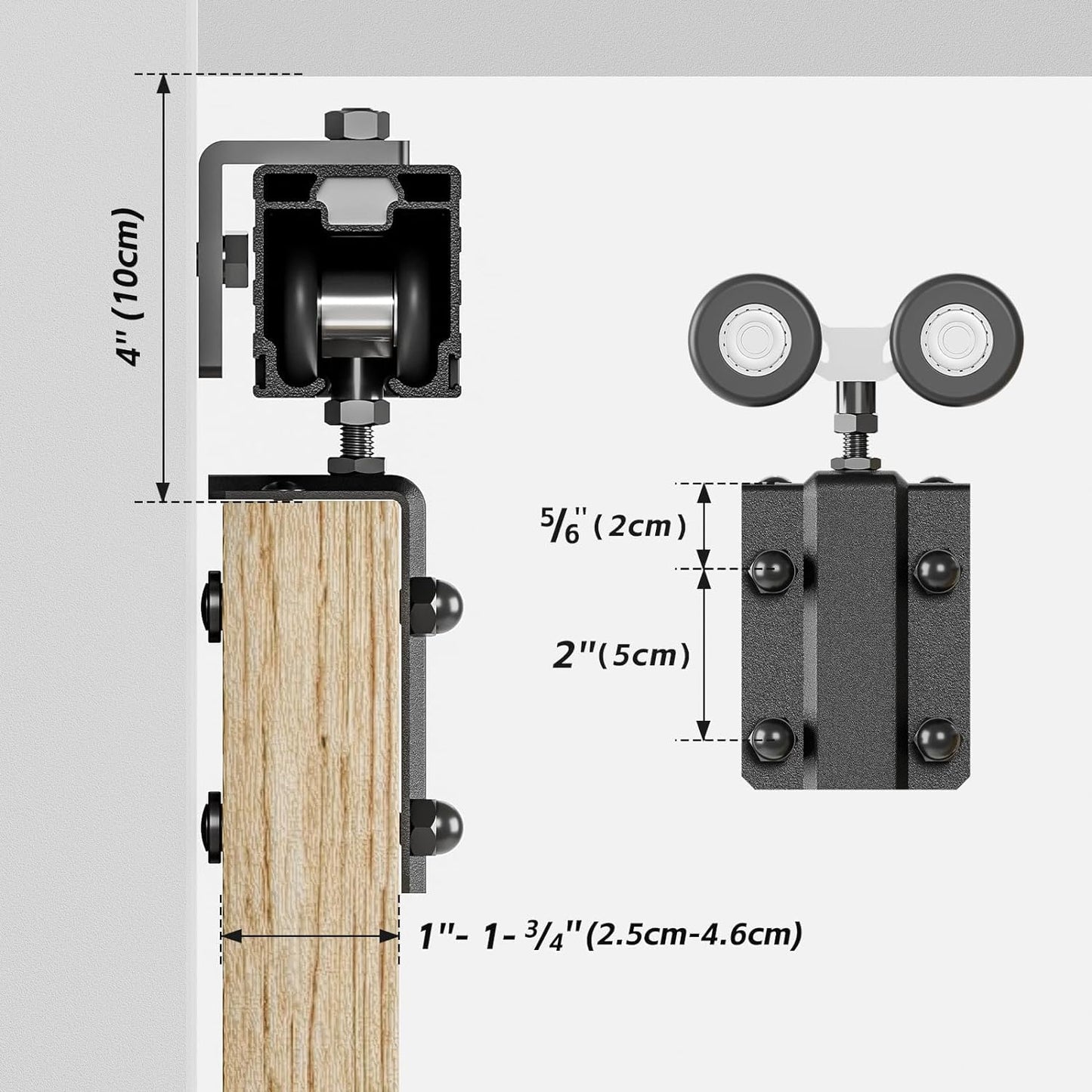 CCJH 6.6FT/79'' Box Rail Sliding Barn Door Hardware Kit Aluminium Alloy Wall Mount, Smooth and Heavy Duty for Single Door
