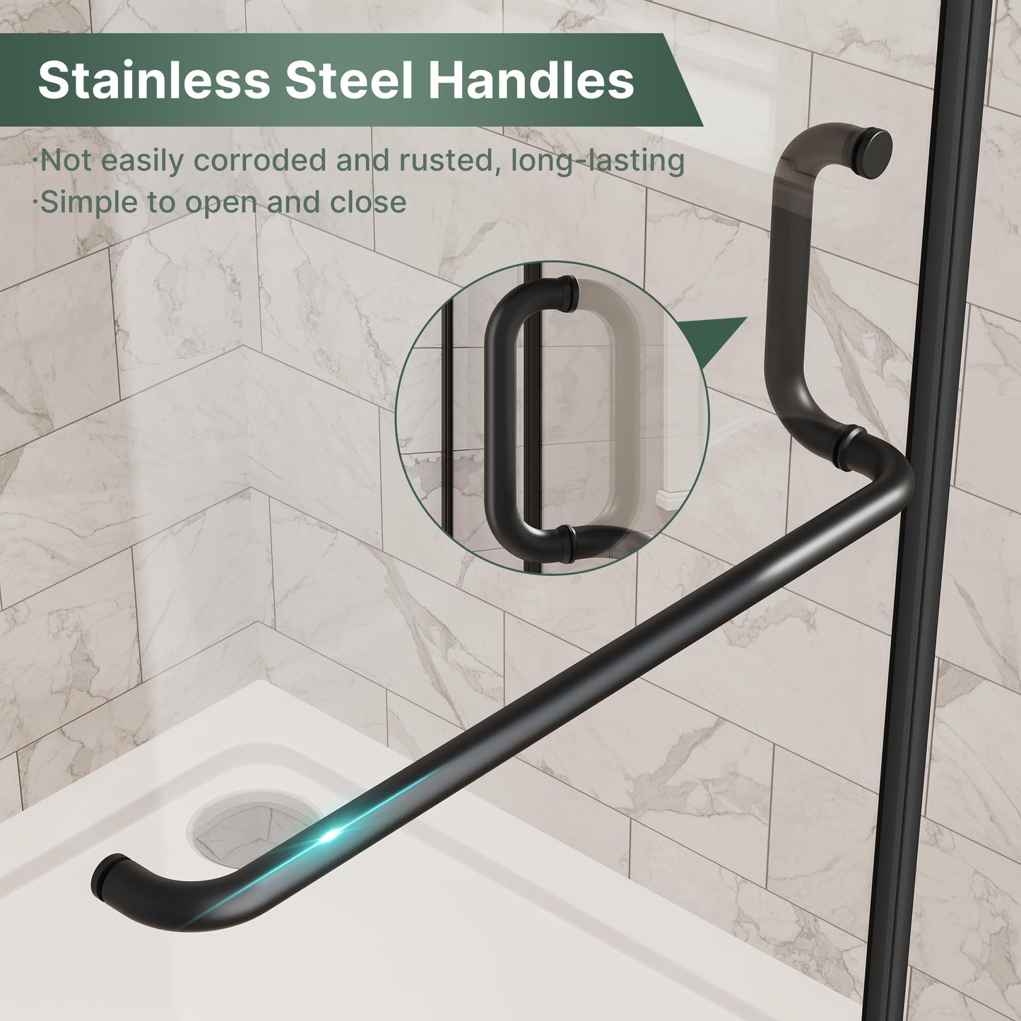 ELEGANT Frameless Shower Door 44'' W x 72'' H, Pivot Swing Glass Shower Door with 1/4'' Tempered Glass, Matte Black