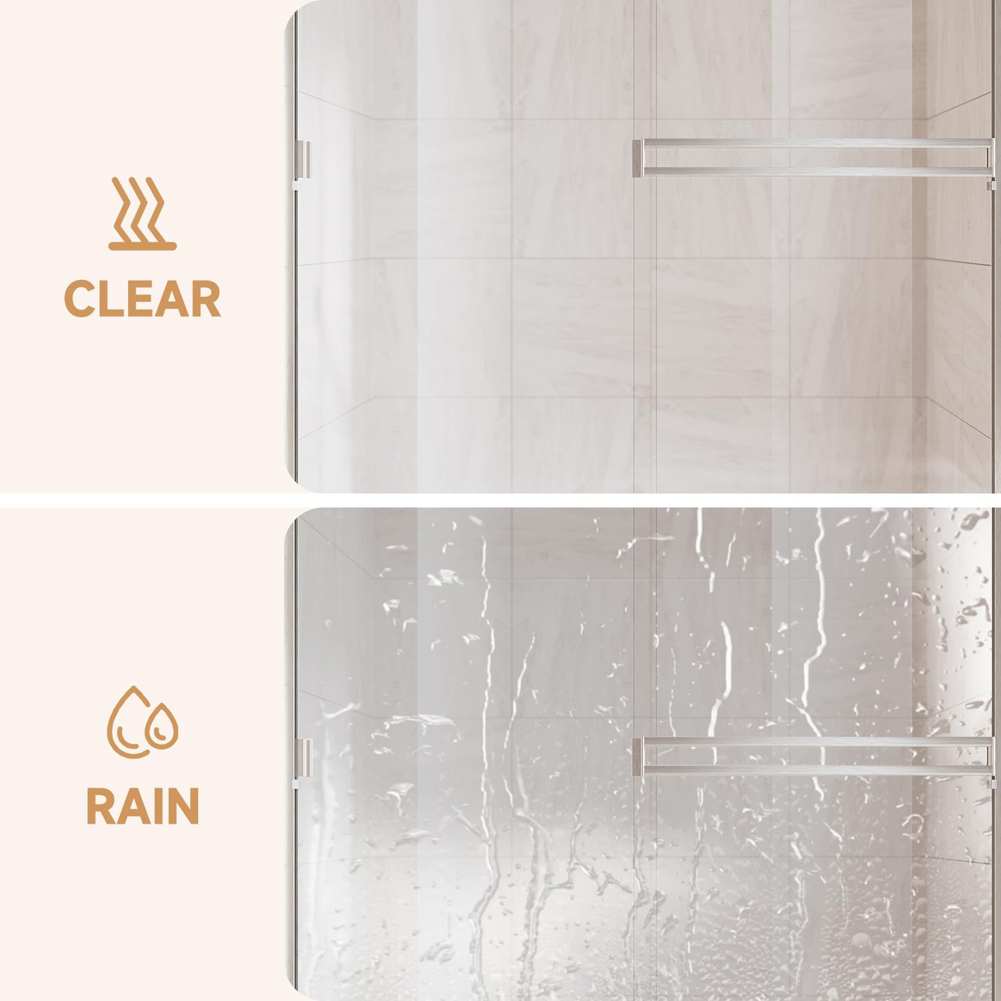 Double Sliding Shower Door 48 in. W x 72 in. H, UCALAFEE Semi-Frameless Shower Door with 1/4" (6mm) SGCC Clear Tempered Glass, Silent Soft-Close & Anti-Leak Walk-in Shower Door, Brushed Nickel