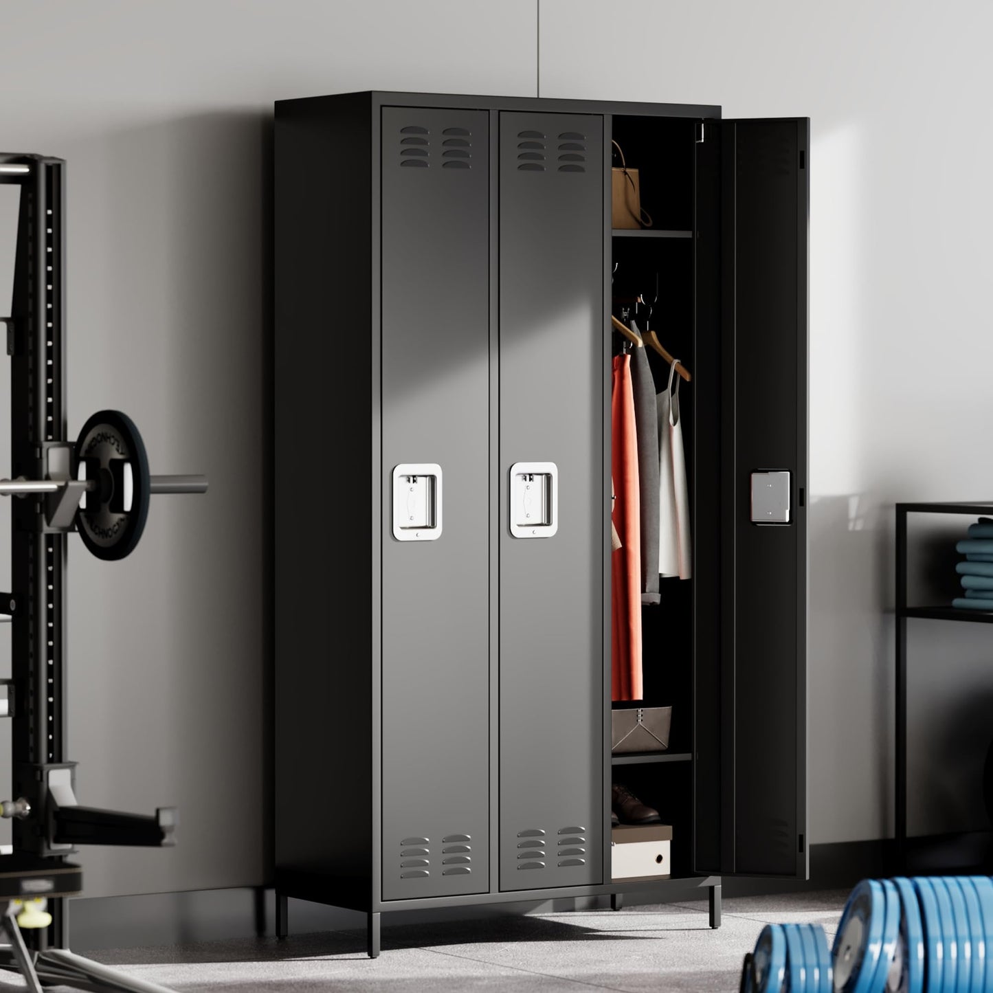 GAOMON 3 Door Metal Lockers, Industrial Double Lockers, Heavy Duty Steel Gym Lockers, Secure Storage Solutions, Perfect for Offices, Gyms, Schools and Homes, Metal Combination Lockers for Employees