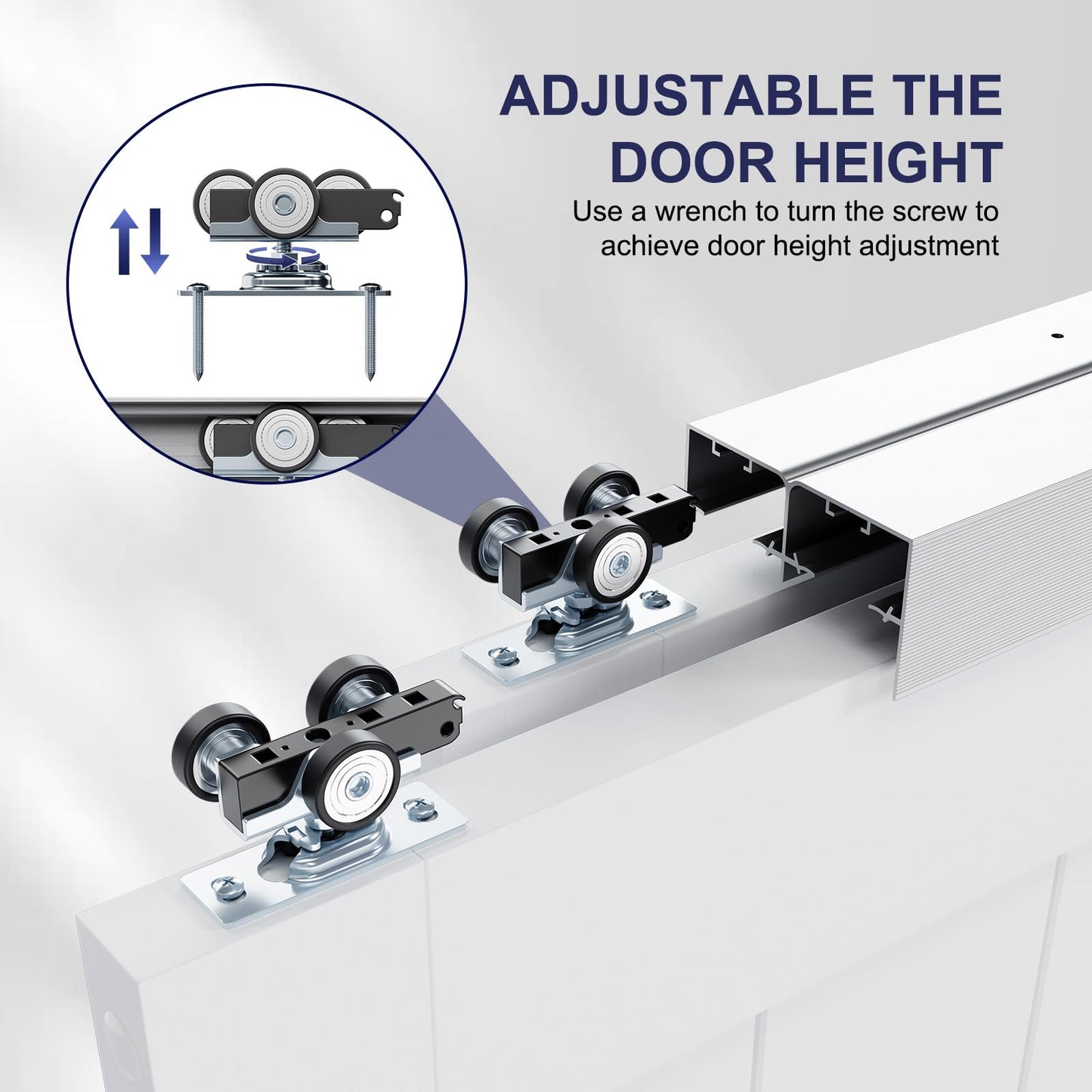 COSHOMER 4FT Bypass Door Hardware, Closet Door Track Kit, Top-Mounted Style, Made of Heavy Duty Aluminum, Smoothly and Quietly, for 2 Doors System - Fit Min Door Panel Width of 24.5in, Silver