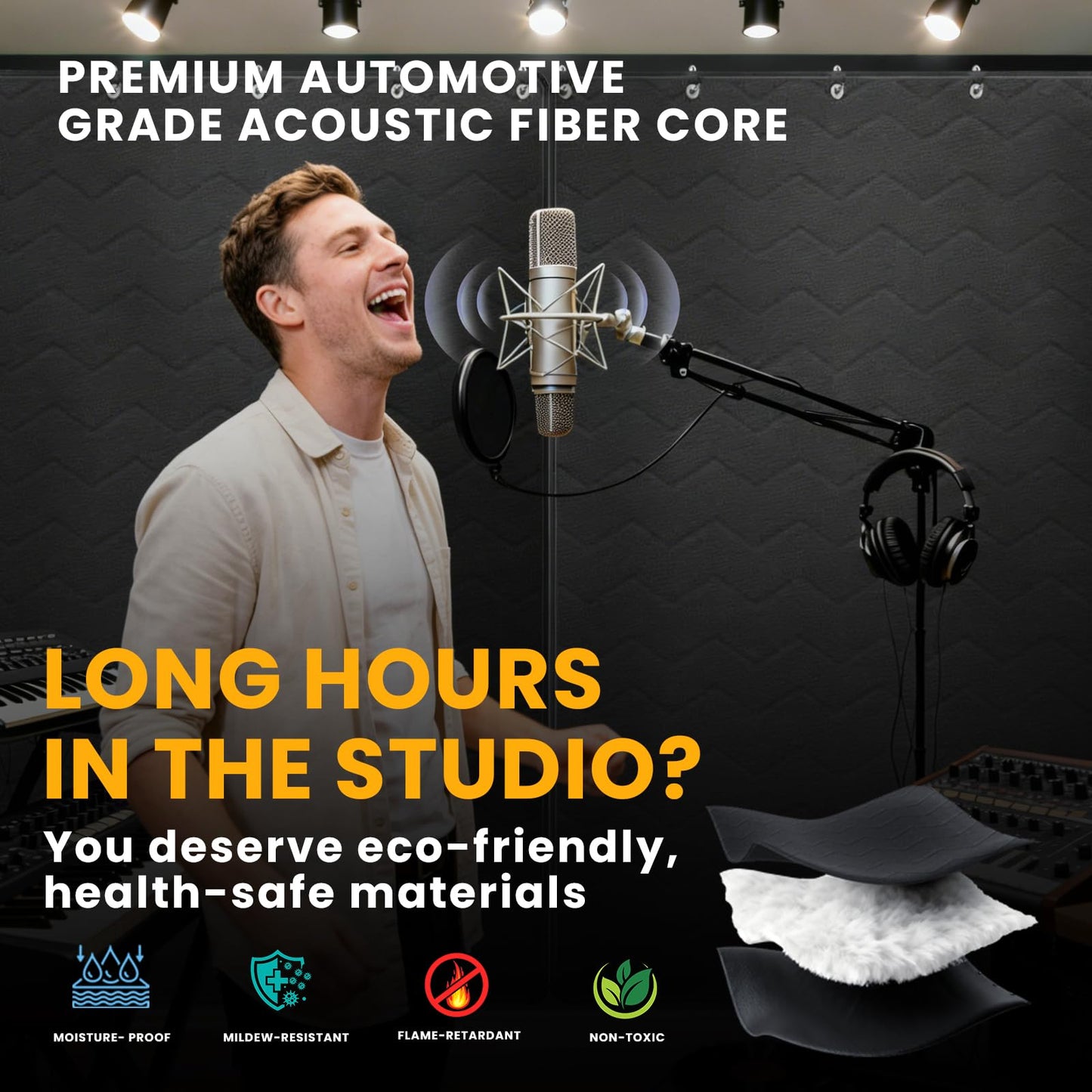 Sound Dampening Blanket 96" L x 80" W, 2 Pcs Lightweight Automotive-Grade Acoustic Soundproof Curtain with Grommets, Hanging Loops & Wall Hooks, Noise Blocking Blankets for Doorway, Home Office Studio