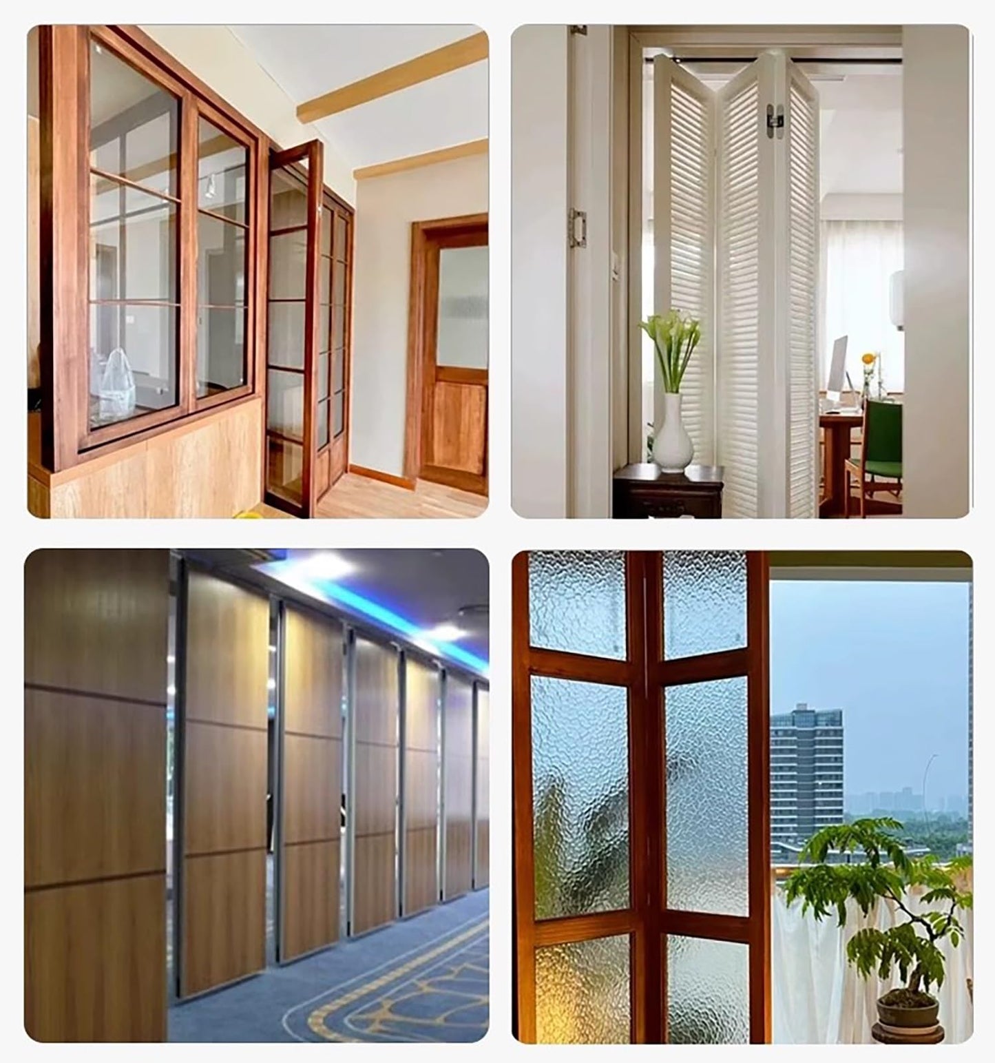 Sliding Door Rail with Dial-Adjusting Rollers, Invisible Folding Aluminium Track System Unit for Double Wood Doors, Barn Door Sliding Kit for Patio Bedroom(73inch/185.5cm)