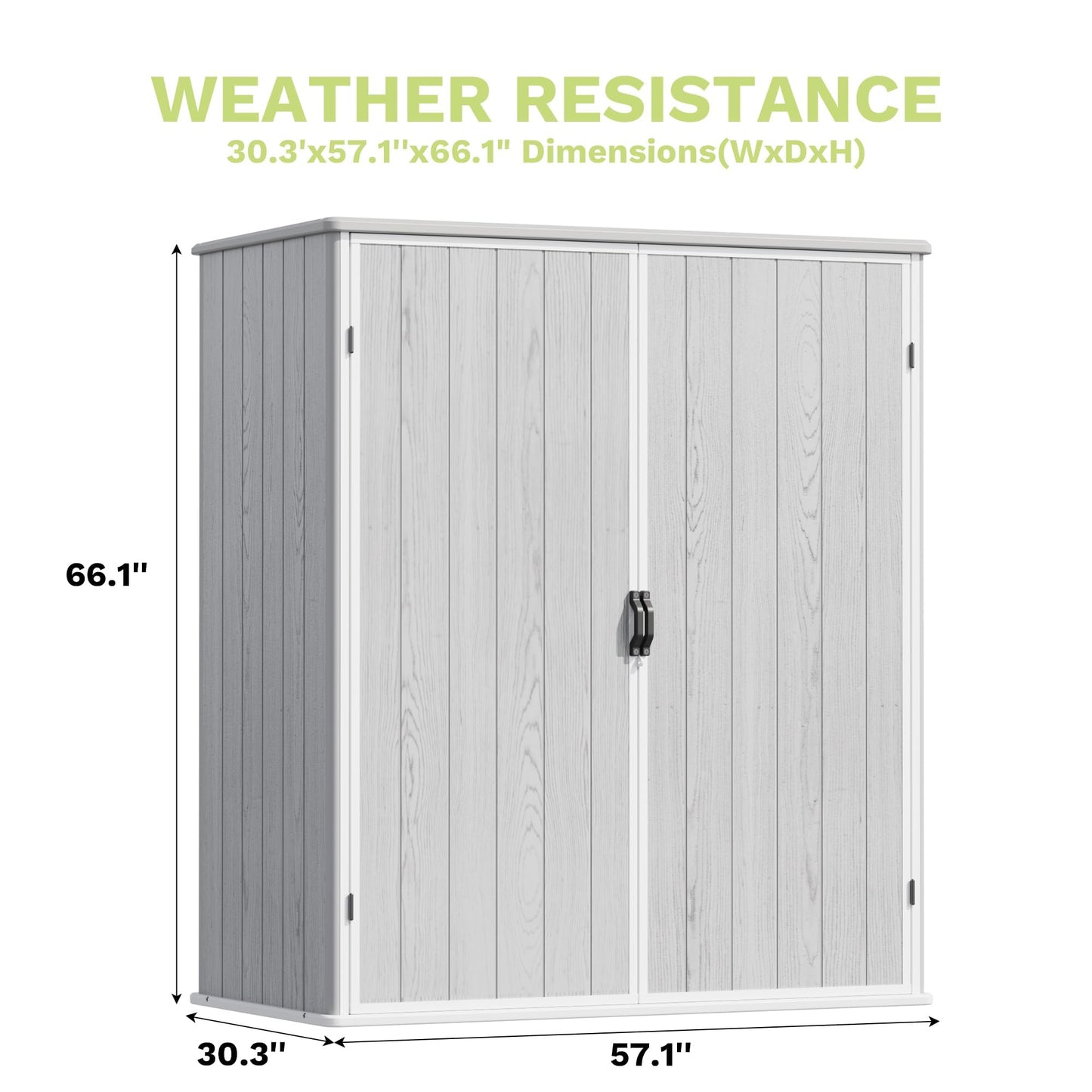 Devoko 5x3 FT Resin Storage Shed with Floor, Plastic Outdoor Storage Cabinet with Lockable Door, Waterproof Vertical Tool Small Shed for Patio Garden Backyard, Light Gray