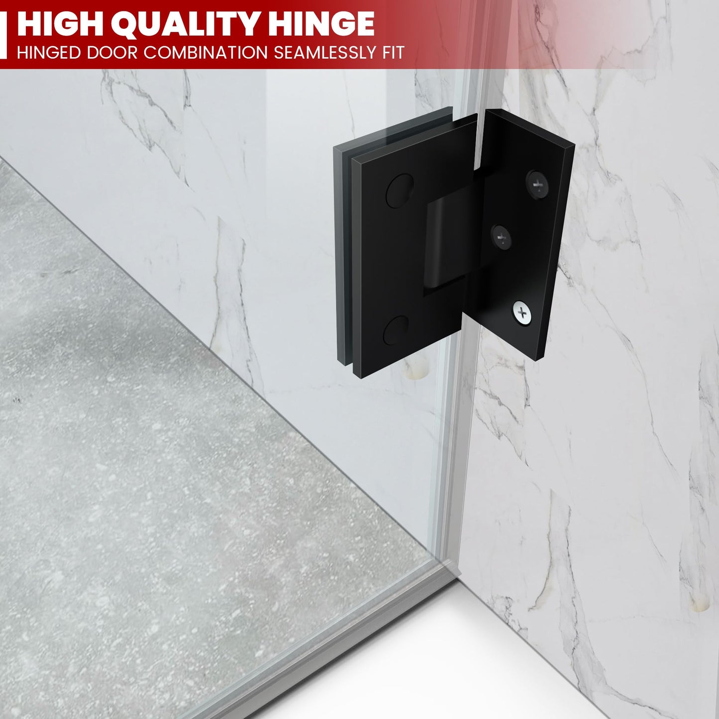 Bathroom Frameless Shower Door 28" W*72" H, 5/16"(8mm) Clear Tempered Glass Hinged Shower Door with Seal Strip and Handle, Matte Black Clamps