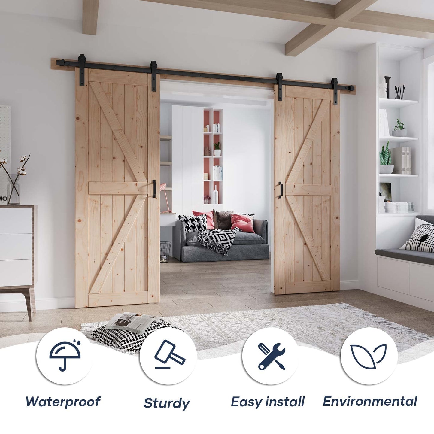 Fredbeck 32 Double Barn Door with Hardware Included (64 barn Door)