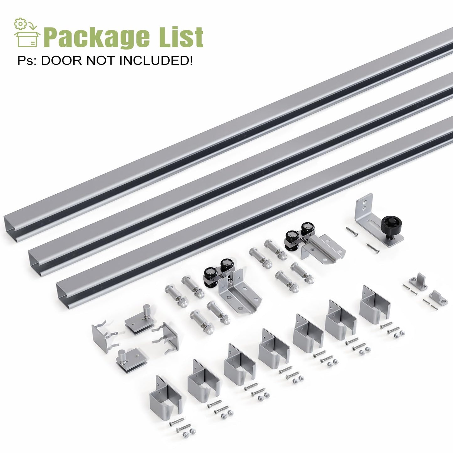 Easelife 10FT Exterior Sliding Barn Door Hardware Kit, Box Rail Track, 450lb Capacity, Sliver Weather-Resistant Steel, Wall Mount System for Outdoor Use, Fit Single 60in Door