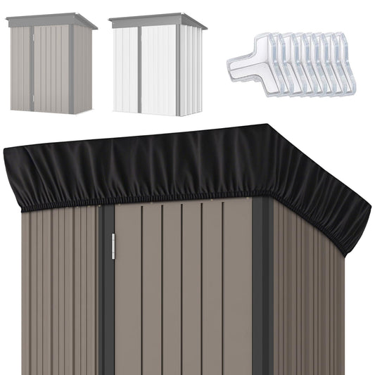 5x3Ft Outdoor Storage Shed Cover & Metal Garden Shed Cover - 640D Oxford Fabric, Weatherproof, Dustproof, Elastic Hem for Secure Fit, Includes 8 Reinforced Silicone Corner Guards (Cover Only)