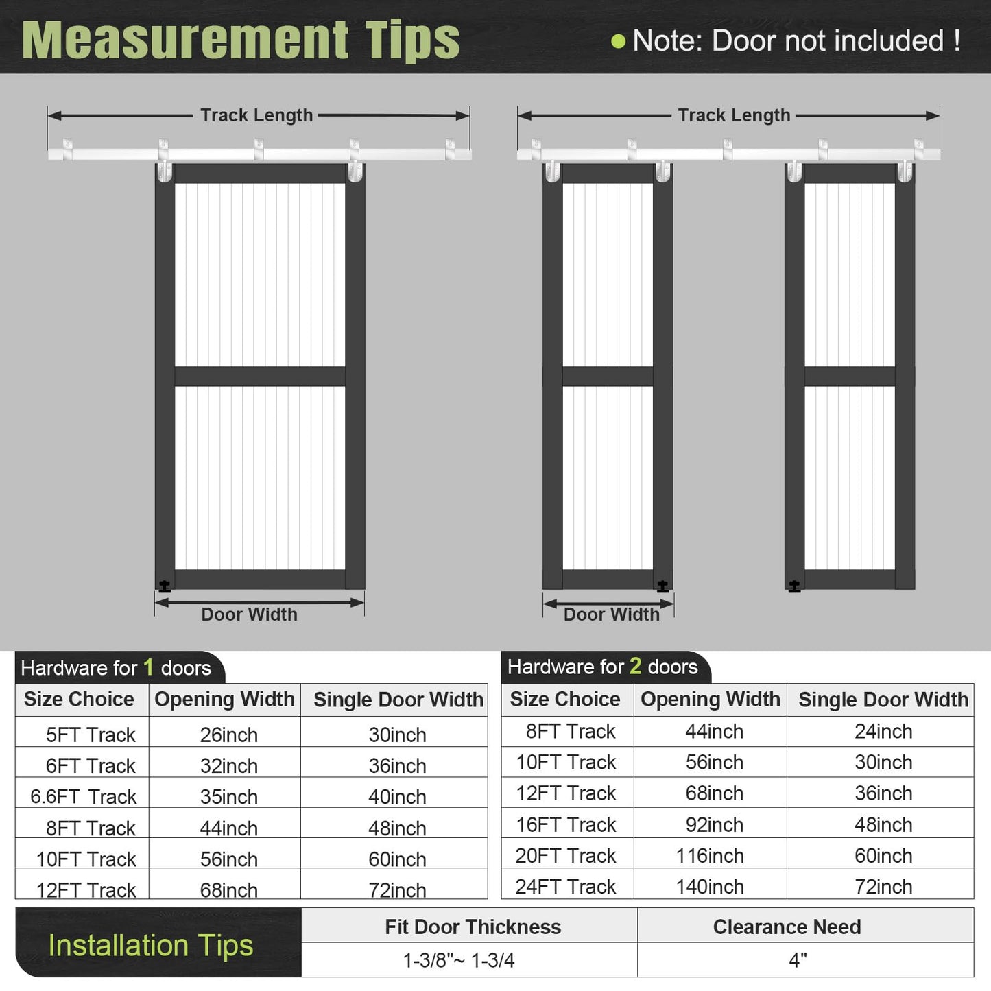 Easelife 10FT Exterior Sliding Barn Door Hardware Kit, Box Rail Track, 450lb Capacity, Sliver Weather-Resistant Steel, Wall Mount System for Outdoor Use, Fit Single 60in Door