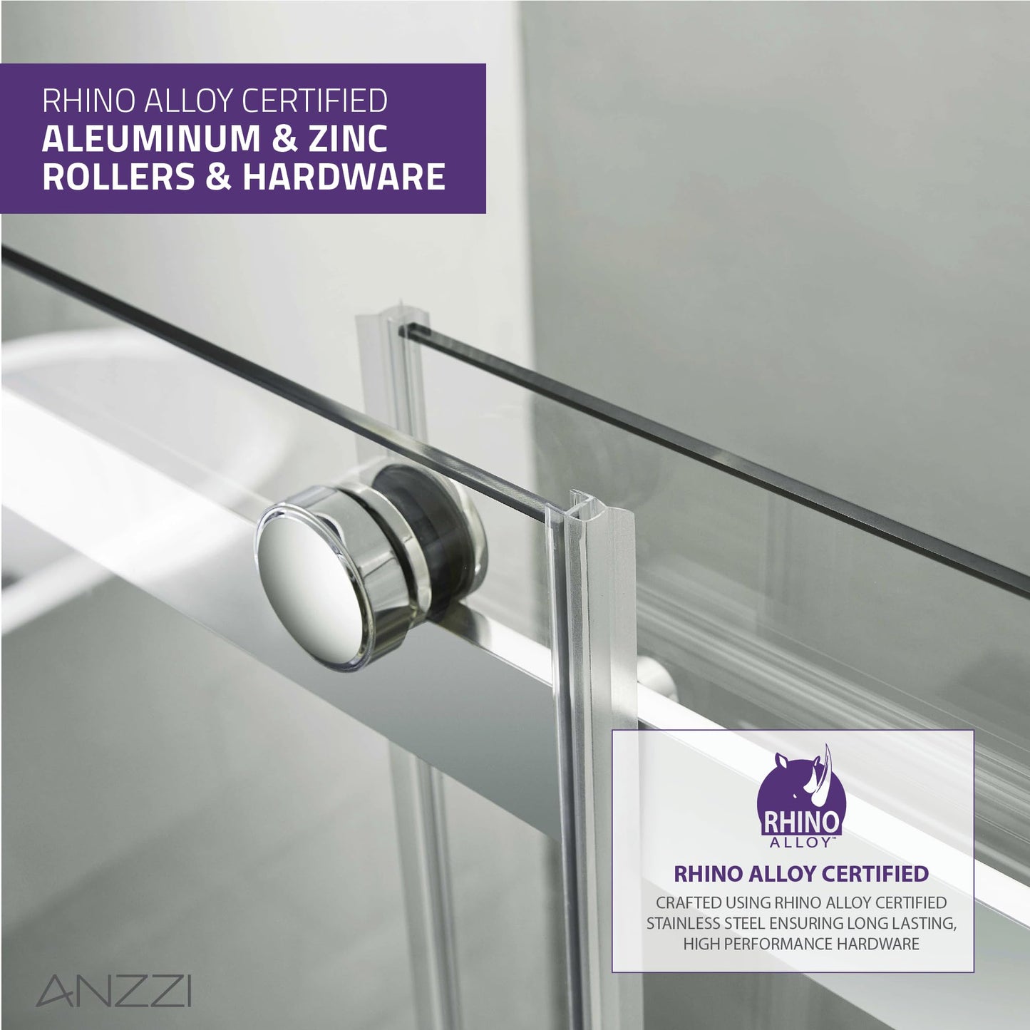 ANZZI 76" x 60" Frameless Shower Door in Polished Chrome, Stella Water Repellent Glass Shower Door with Seal Strip Parts and Handle, Easy Glide Rollers Sliding Shower Door (SD-FRLS05902CH)