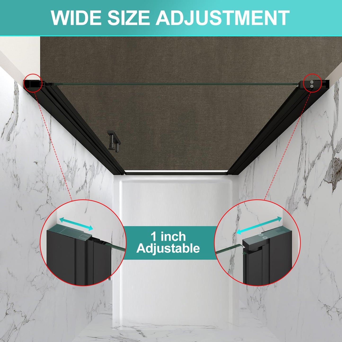GDGZQD 27-29" W x 72" H Frameless Pivot Shower Door, 1/4" (6mm) Clear SGCC Tempered Glass Shower Door, Pivot Swing Shower Glass Door in Matte Black Finish, Reversible Installation