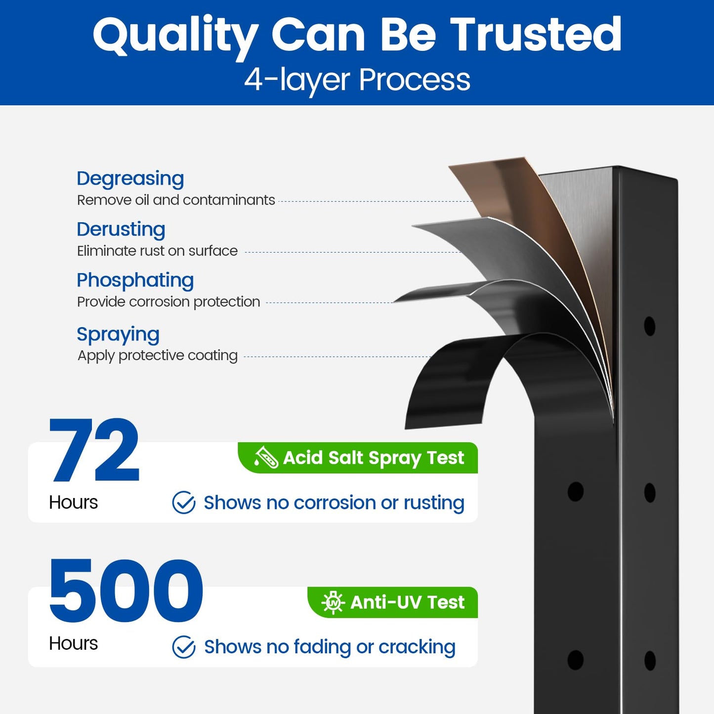 Muzata Black Corner Cable Railing Post 42 Inch 42"x2"x2" T-drilled One-Post Corner Solution Surface Mount Stainless Steel Cable Railing System Kit Indoor Outdoor with Paper User Guide PS02 B34L