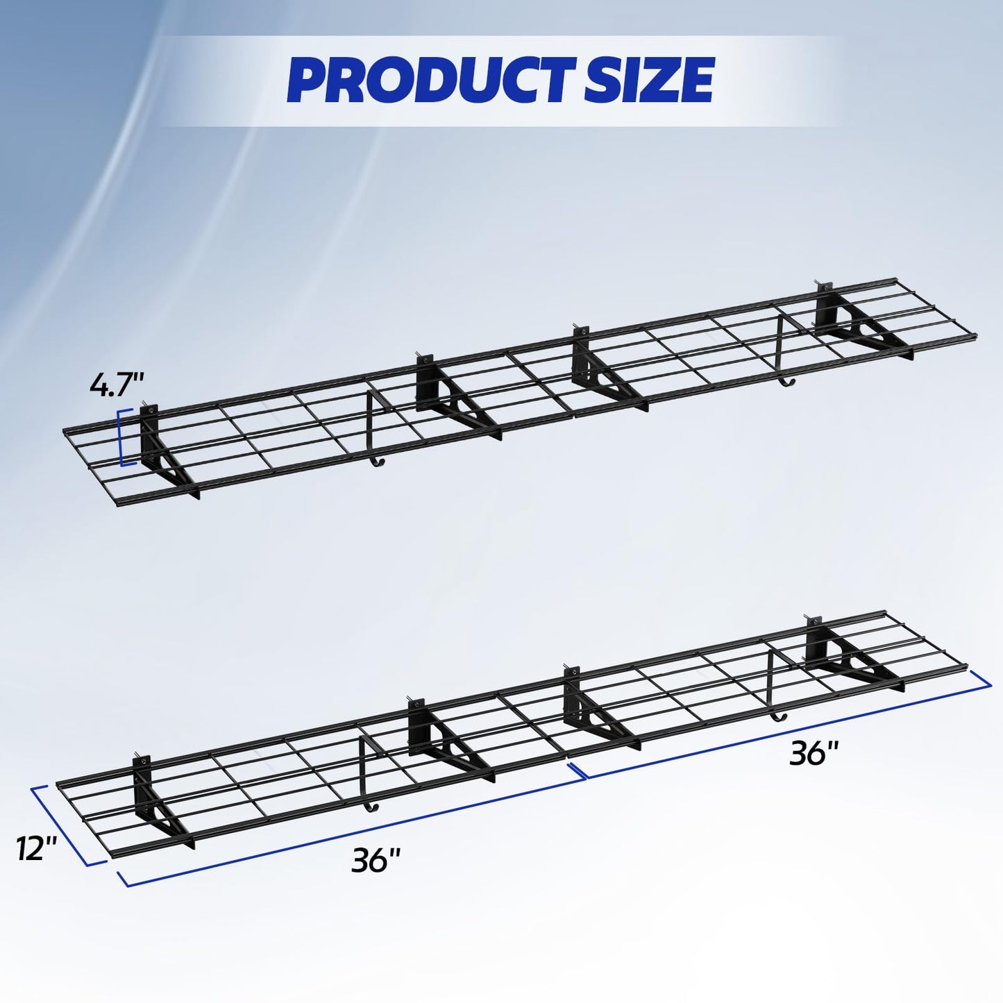 FAHKNS 2-Pack Heavy-Duty Carbon Steel Garage Wall Shelving, 1x6ft Wall Shelves, 600lbs Load Capacity, 72 inch Floating Shelf for Shop Shed Garage, Kitchen, Laundry Room