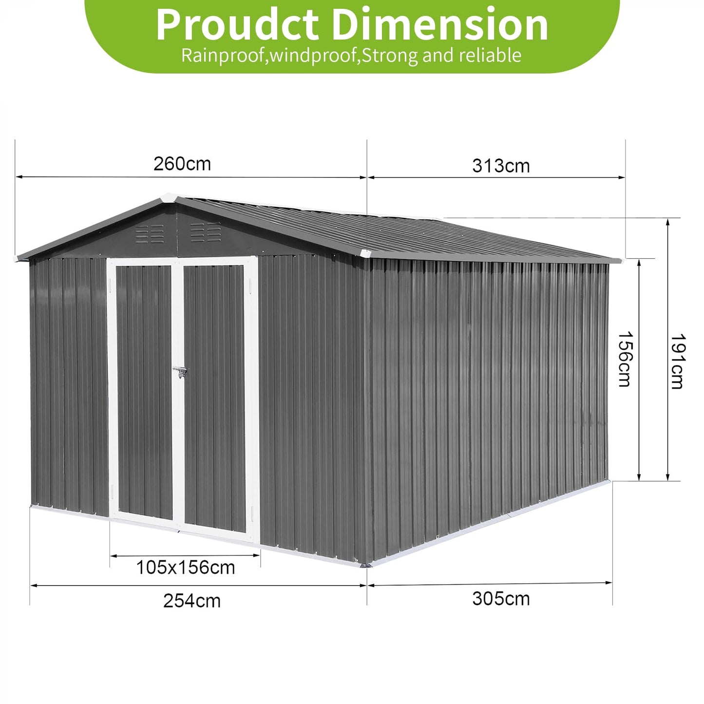 8x10FT Heavy-Duty Metal Storage Shed with Apex Roof, Outdoor Garden Shed with Hinged Door, Steel Vents & Free Padlock, Weatherproof Tool Shed for Backyard, Lawn Equipment & Bike Storage