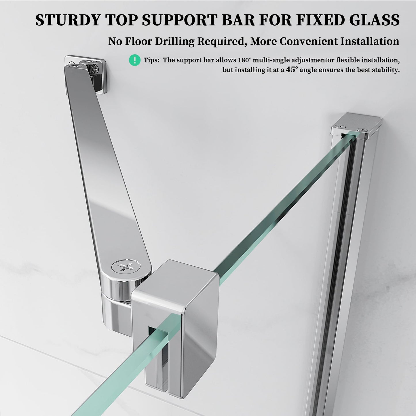 AquivaCoast 51.2-52" W x 74" H Hinged Swing Shower Door, Pivot Frameless Shower Door with 5/16"(8mm) Clear SGCC Tempered Glass, Magnetic Closing, Chrome