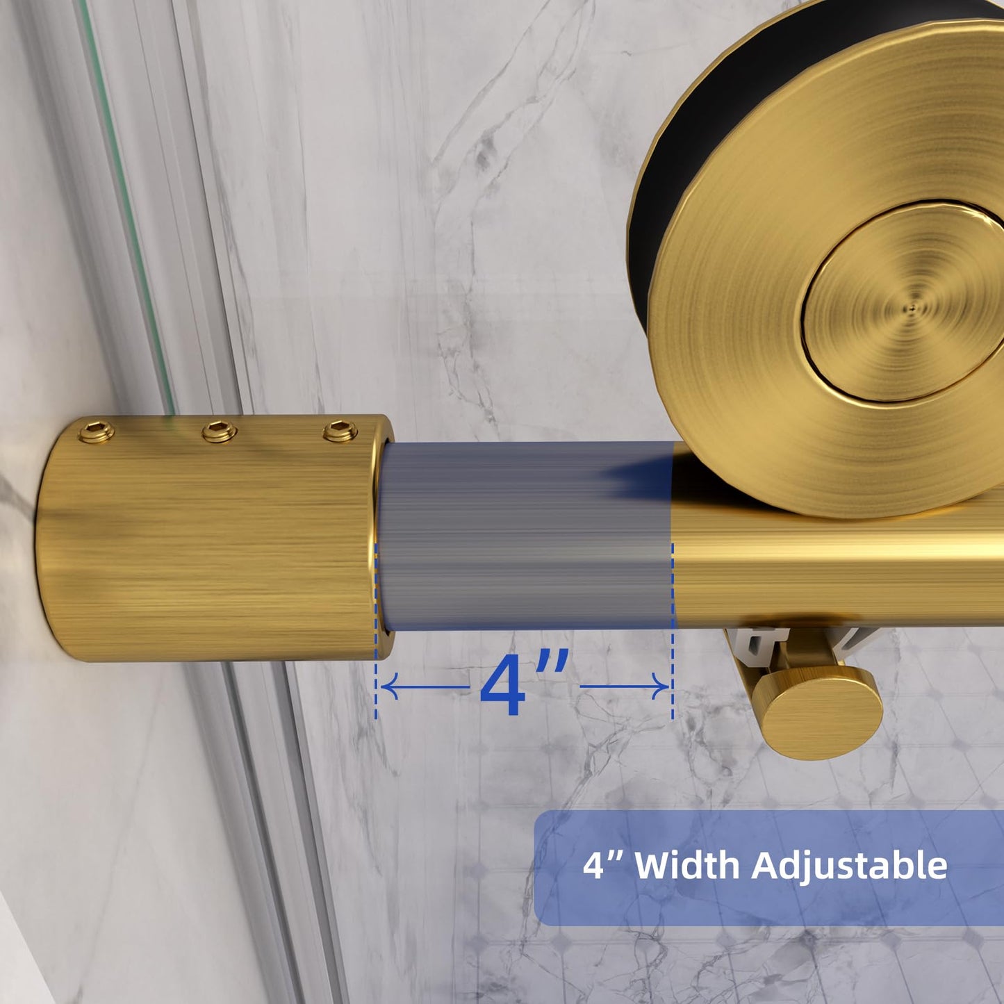 Shower Door,56-60" W x 74" H Frameless Single Sliding Shower Doors with Soft Close System,5/16" (8mm) Clear Tempered Glass with Nano Coating,Stainless Steel Hardware,Brushed Gold