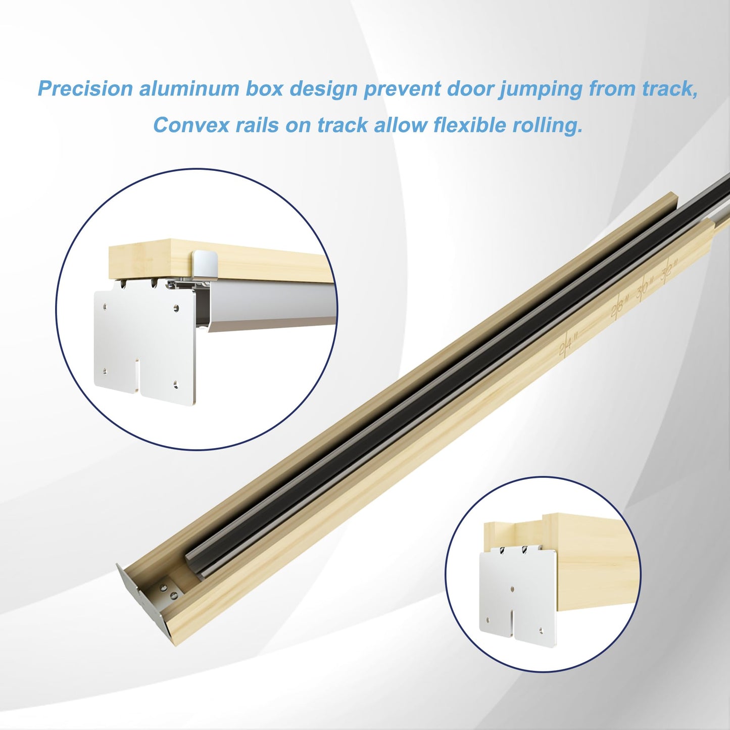 JUBEST 30"x80" Pocket Door Frame Kit with 88LBS Two-Way Soft-Close Mechanism, Durable, Easy to Install Hidden Door Kit, for 24" to 30"x80"
