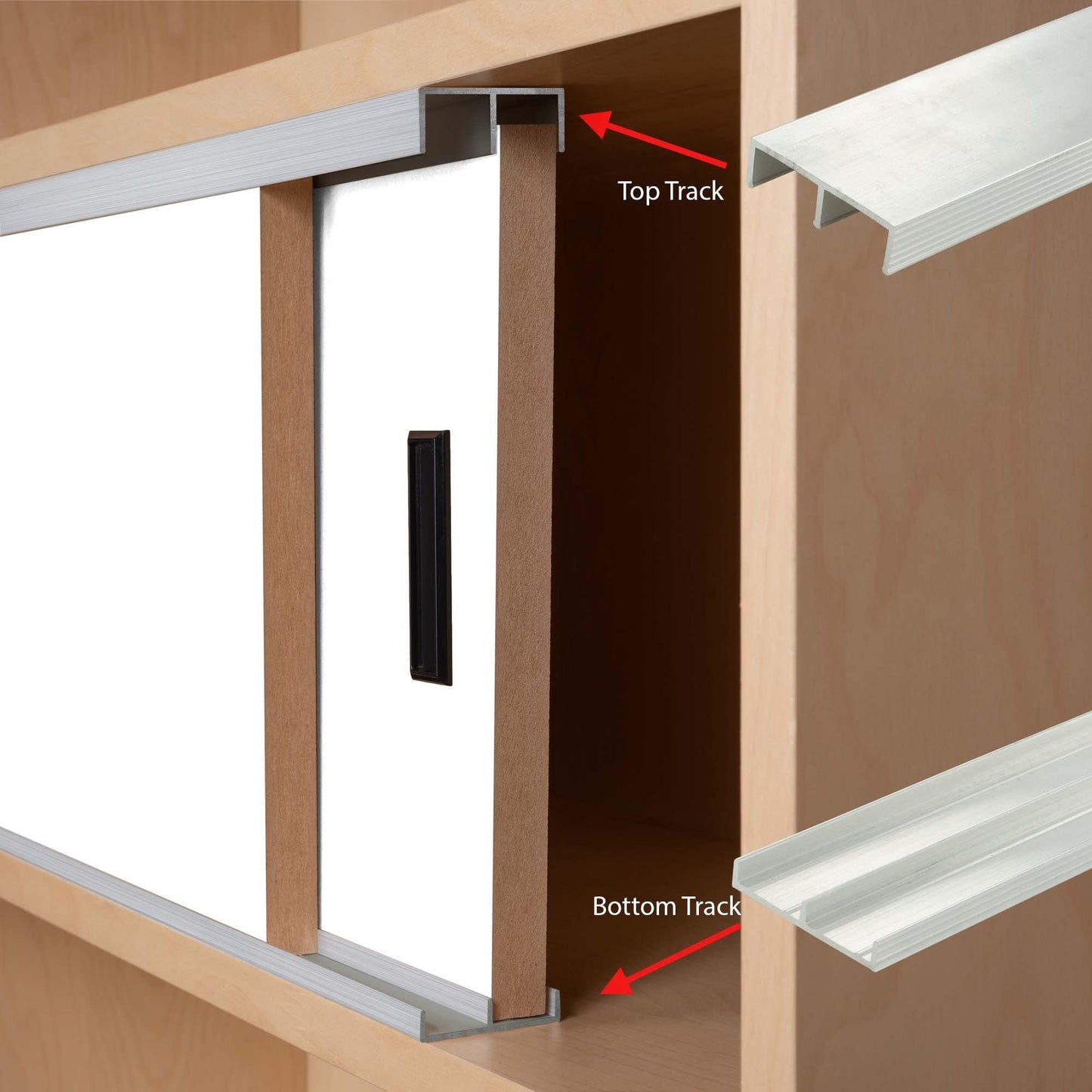Outwater Industries' Aluminum Sliding Door Track for 3/4'' Glass or Wood Door Panels | 4 Foot Upper and Lower Track Set