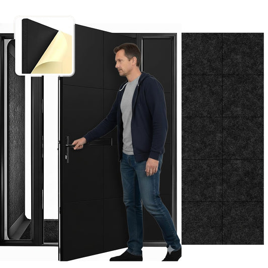 Arrowzoom Soundproof Door Kit PRO - 20pcs Black, High-Density Foam, Self-Adhesive, Sound Absorbing Panels 40dB Noise Reduction, 12x12x0.78in Sound Proof Panels for Door 1244