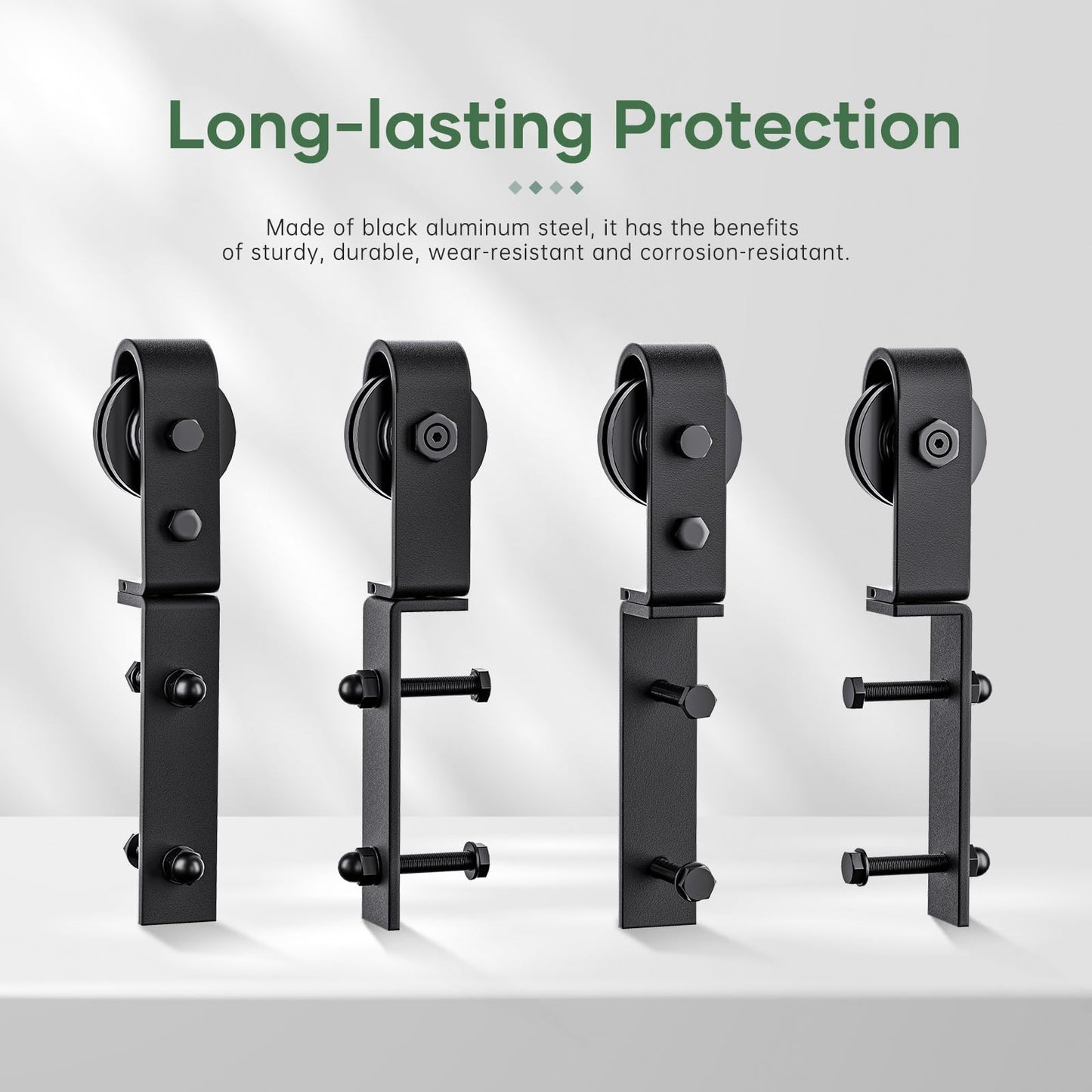 Roymelo 76" Bifold Sliding Barn Door Hardware Track Kit,Side Mounted Black J Shape Roller,Smoothly and Quietly,Assembly Easy,Fit Four 18" Bi-Folding Doors (Door Not Included)