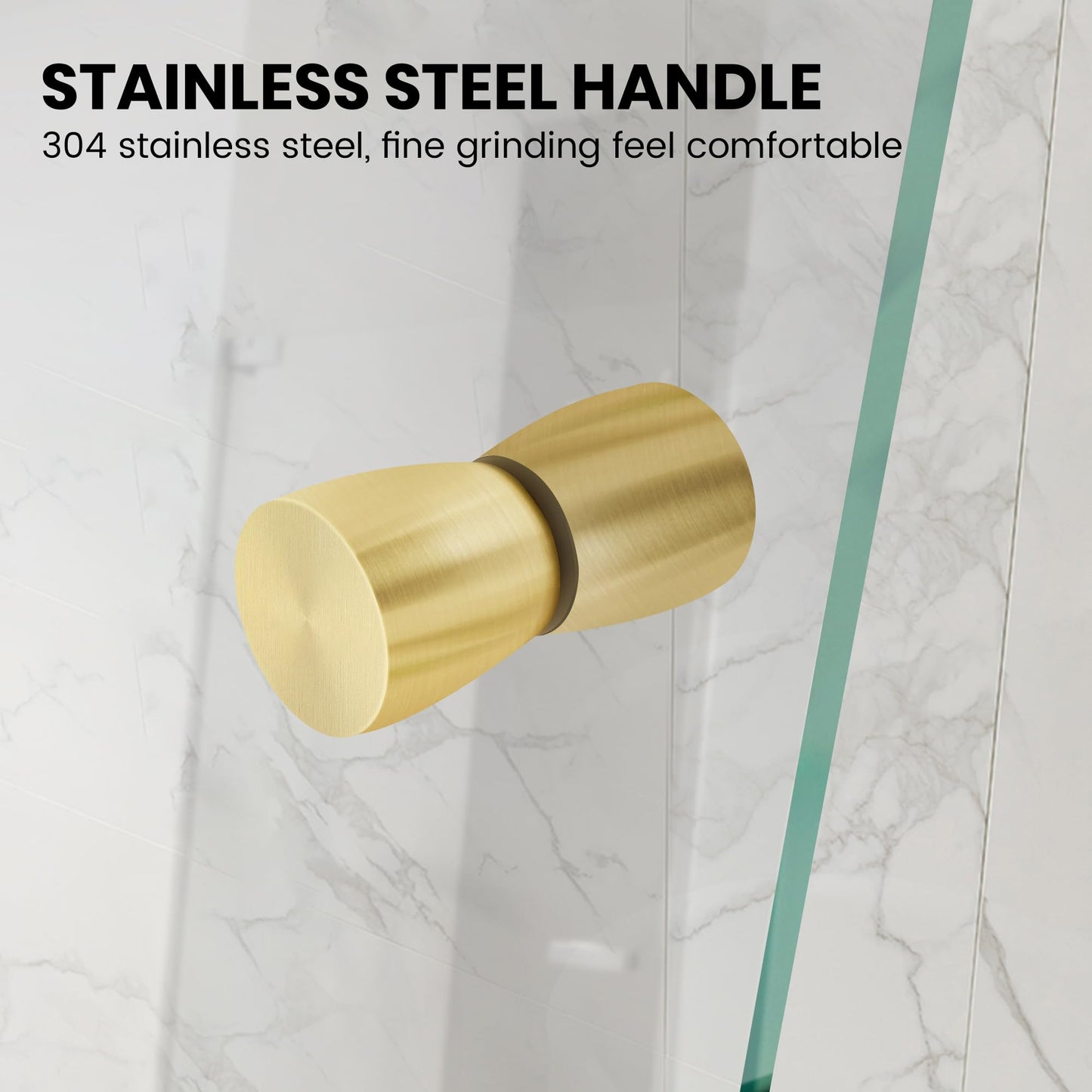 Bathroom Frameless Hinged Foldable Tub Door, Shower Glass Door 43 * 58” Shower Screen Panel with Tempered Glass (6mm), Fixed Clamps Included, Brushed Gold