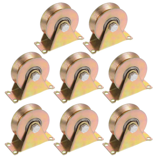 HARFINGTON 8pcs 3" V Groove Wheel Sliding Gate Caster, Rigid Caster Wheels with Bracket for Inverted V-Track, 1102 lbs Capacity Per Wheel, for Garage Door, Lifting, Industrial Machines