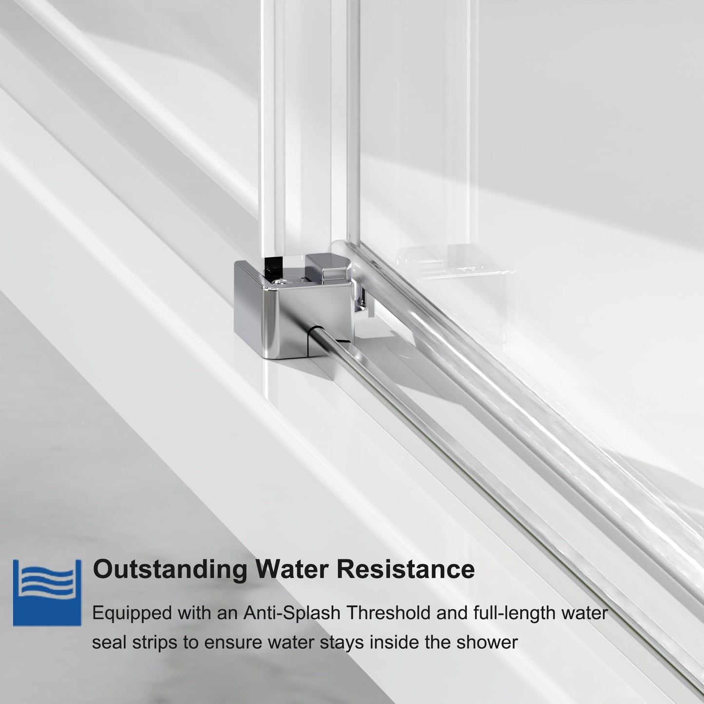 Bathenum Frameless Sliding Shower Door, 1/4 inch (6mm) Thick Clear Tempered Glass Shower Door with Zinc Roller Silent Slide System, Stainless Steel Handle (Chrome, 60" x 72")