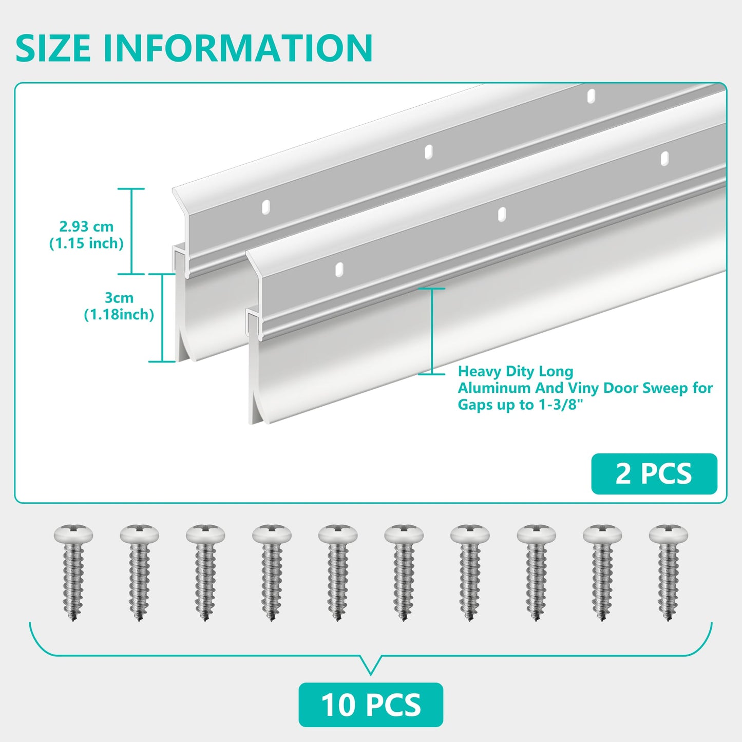 Aluminum Door Rubber Sweep 36 Inch – Heavy Duty Door Draft Stopper, Weather Stripping Seal Strip for Exterior & Interior Doors, Energy Saving, Noise Reduction, Easy Installation