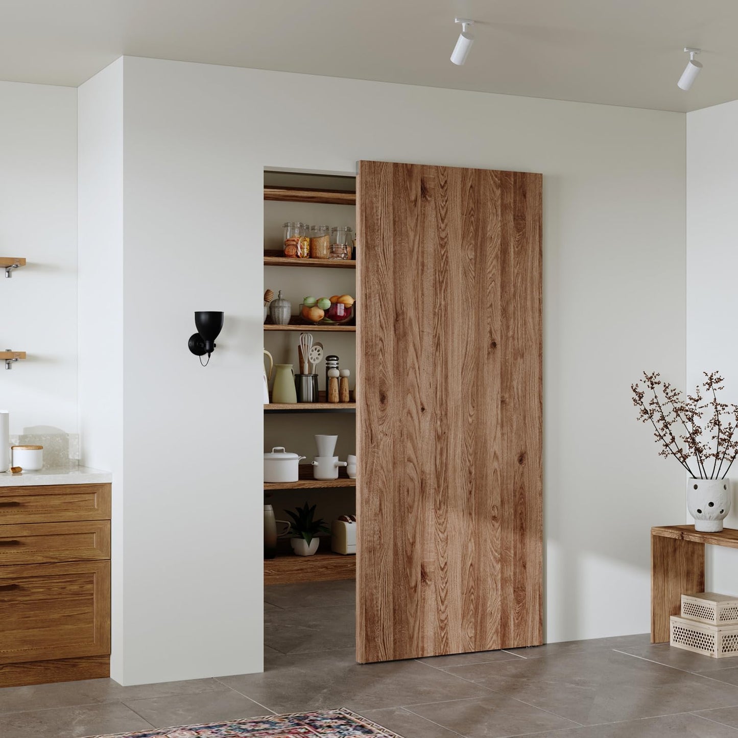 CEAKIAN 38" Concealed Sliding Barn Door Hardware Kit with Soft Close Mechanism for 30in Passage Opening, Hidden Aluminum Track System, Wall Mount for Interior Wooden Door (NO Door)