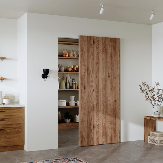 CEAKIAN 38" Concealed Sliding Barn Door Hardware Kit with Soft Close Mechanism for 30in Passage Opening, Hidden Aluminum Track System, Wall Mount for Interior Wooden Door (NO Door)