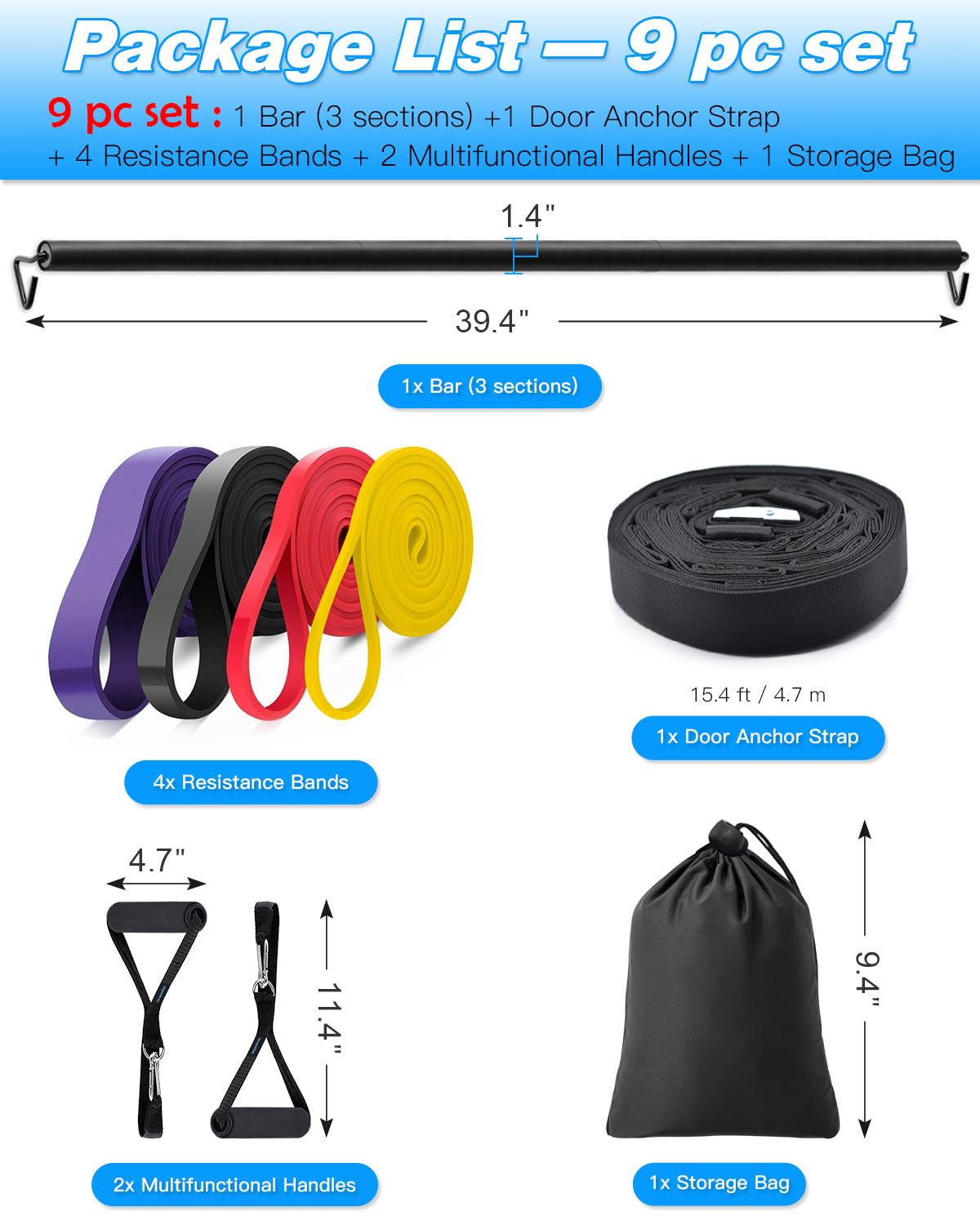 Brebebe Door Anchor Strap for Resistance Bands Exercises, Multi Point Anchor Gym Attachment for Home Fitness, Portable Door Band Resistance Workout Equipment, Easy to Install, Punch-Free, Nail-Free