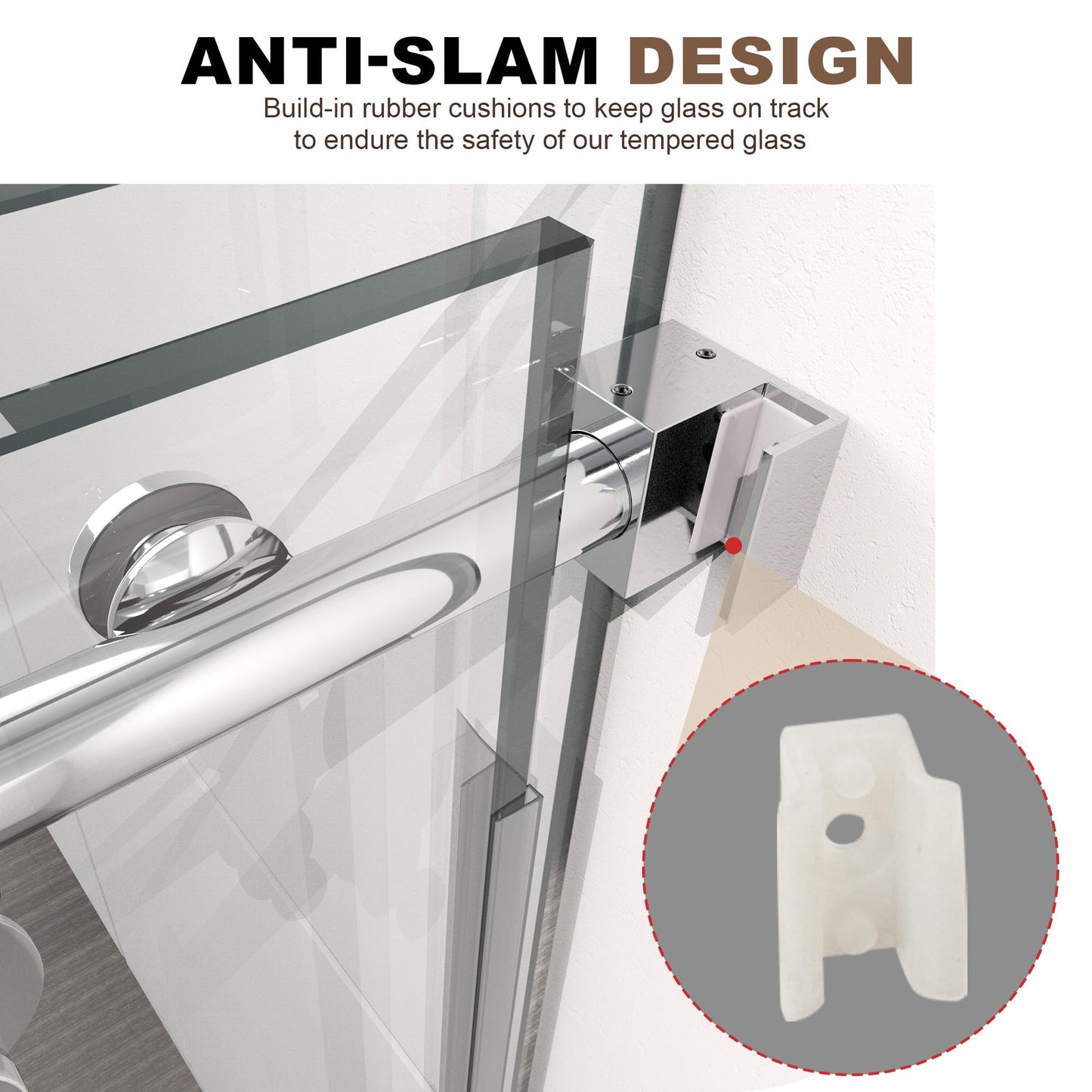 50-55 Inch x 80 Inch Sliding Frameless Shower Door, 3/8" Tempered Glass with Easy-Cleaning Coating, Stainless Steel Rollers & SGCC-Certified Stability, Bright Chrome