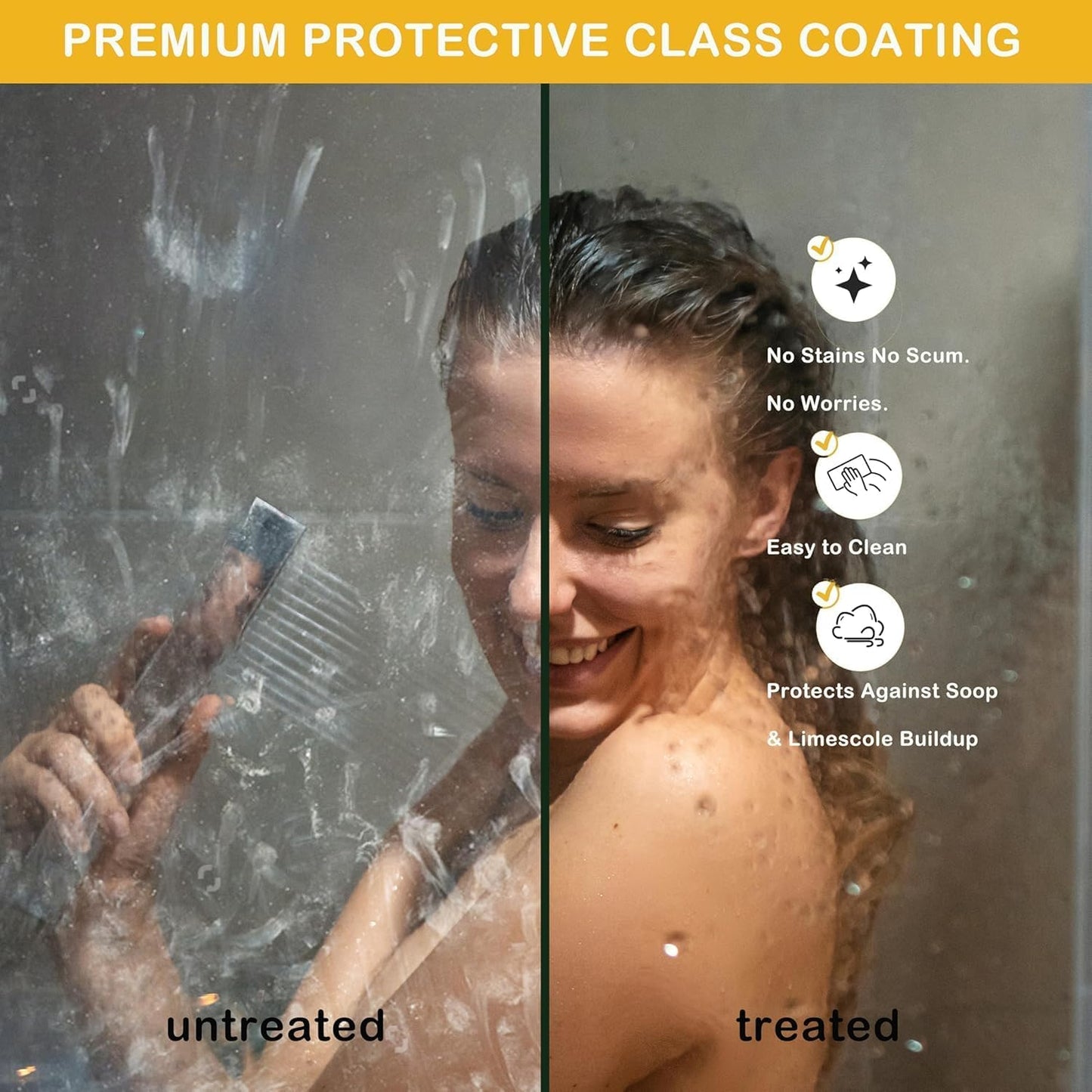 Garvee Frameless Sliding Shower Door, 56-60 Inch Adjustable Width x 76 Inch Height, 1/4 Inch (6Mm) Tempered Clear Glass with Explosion-Proof Film,Matte Black for Bathroom Enclosure
