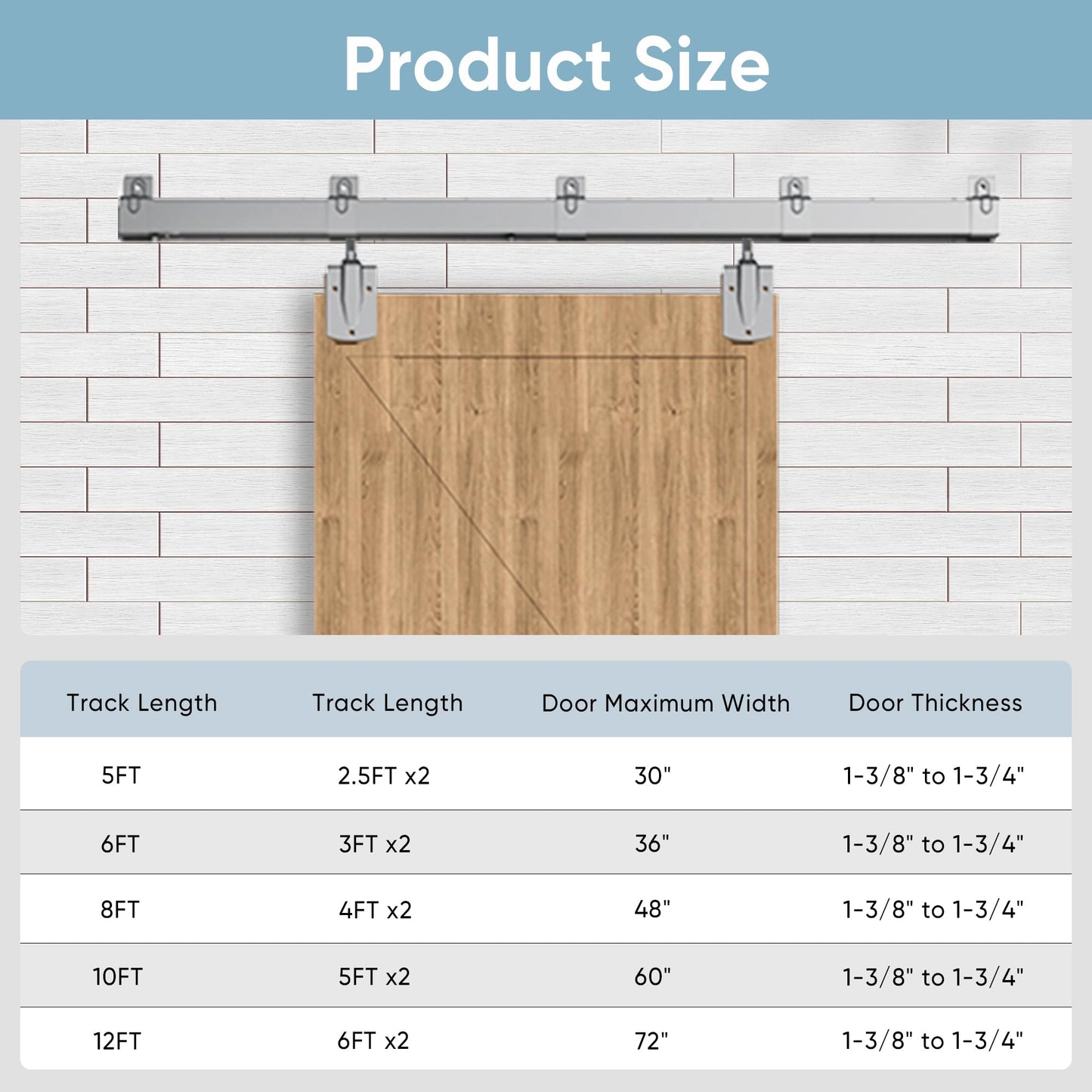12FT Heavy Duty Exterior Barn Door Hardware Kit, BarnBase Box Rail Door Hardware Kit, Outdoor Hardware Kit for 1 Door(Door not Include), 450 lbs Capacity, Silver