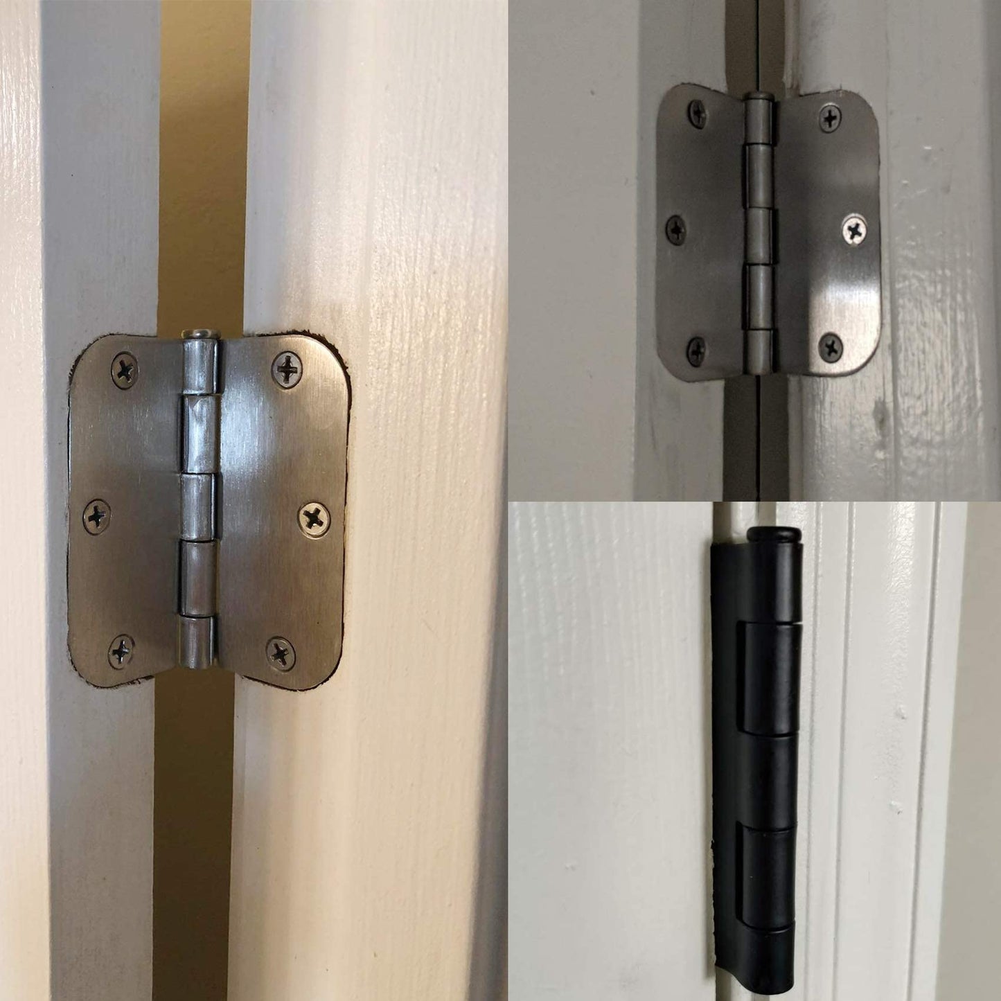 30 Pack Rounded Matte Black Door Hinges 3.5 Inch 5/8" Radius Interior 3 1/2 Inch Flat Iron Bifold Standard Hinge No Squeak Bedroom Indoor for Closet Doors 3 ½" Heavy Duty Hardware Doorway Study Room