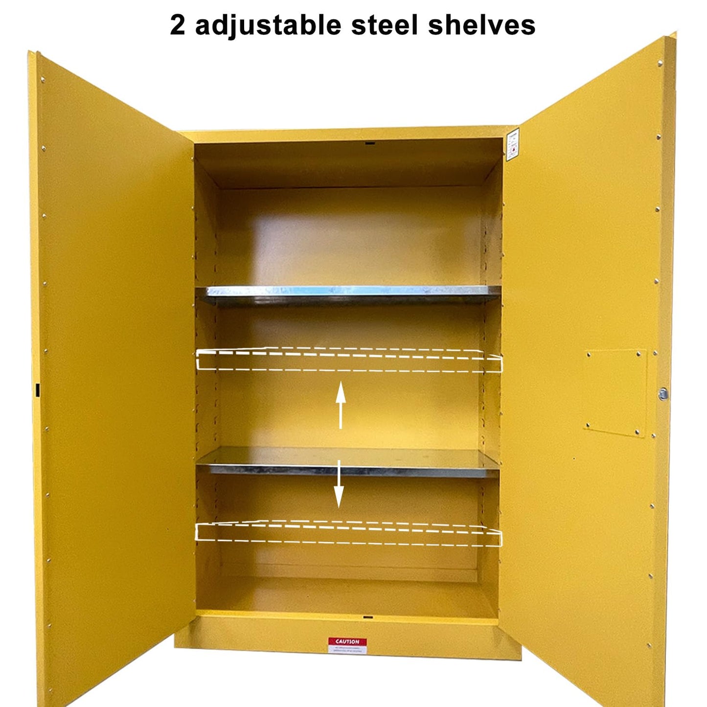 koxuyim Industry Safety Fireproof Cabinet 65.2" H Explosion Proof Double Wall Construction Cold-Rolled Steel 45 Gal Flammable Safety Cabinet for Industrial, 2 Adjustable Shelves (65.2H x 43W x 18D)