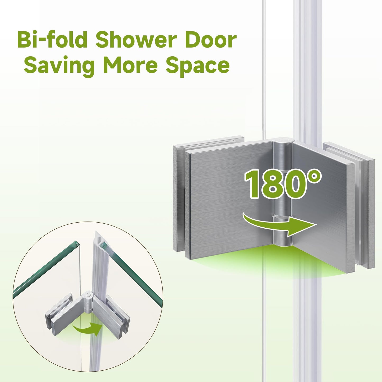 SL4U Bifold Shower Door, 34" W x 72" H, 1/4" Tempered Glass Shower Door, Foldable Shower Glass Door, Easy to Clean, Brushed Nickel Finish